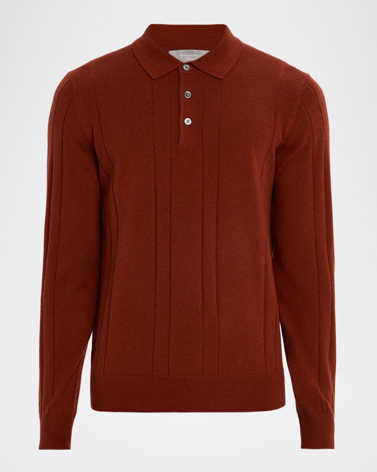 Neiman Marcus Men 's Cashmere Mix-Ribbed Polo Sweater