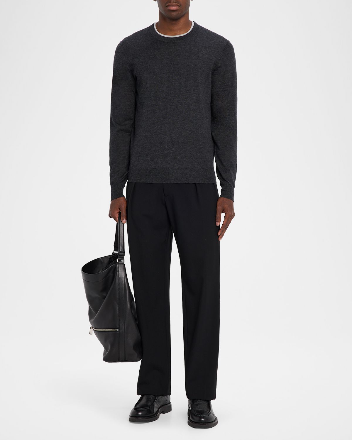 Neiman Marcus Men 's Cashmere and Silk Slim Crewneck Sweater