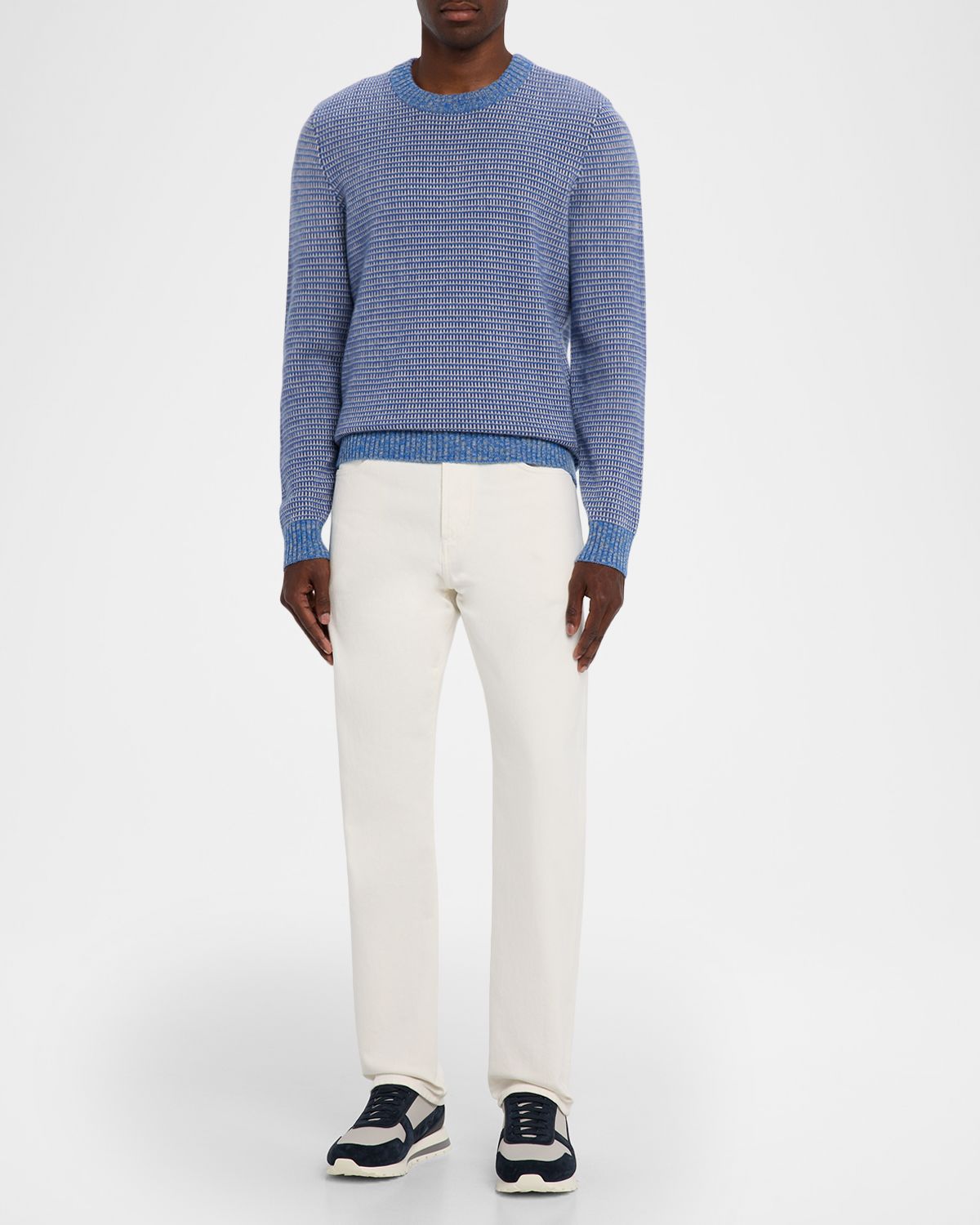 Neiman Marcus Men 's Wool and Cashmere Melange Textured Crewneck Sweater