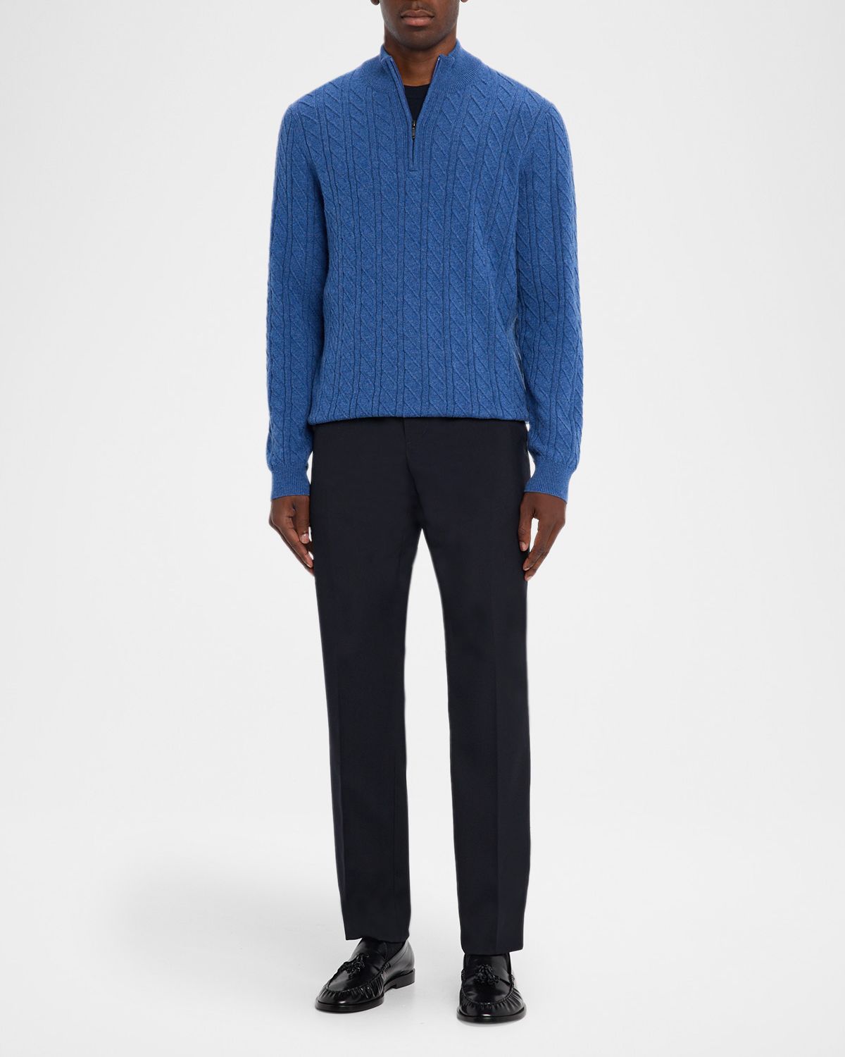 Neiman Marcus Men 's Cashmere Cable Knit Quarter-Zip Sweater