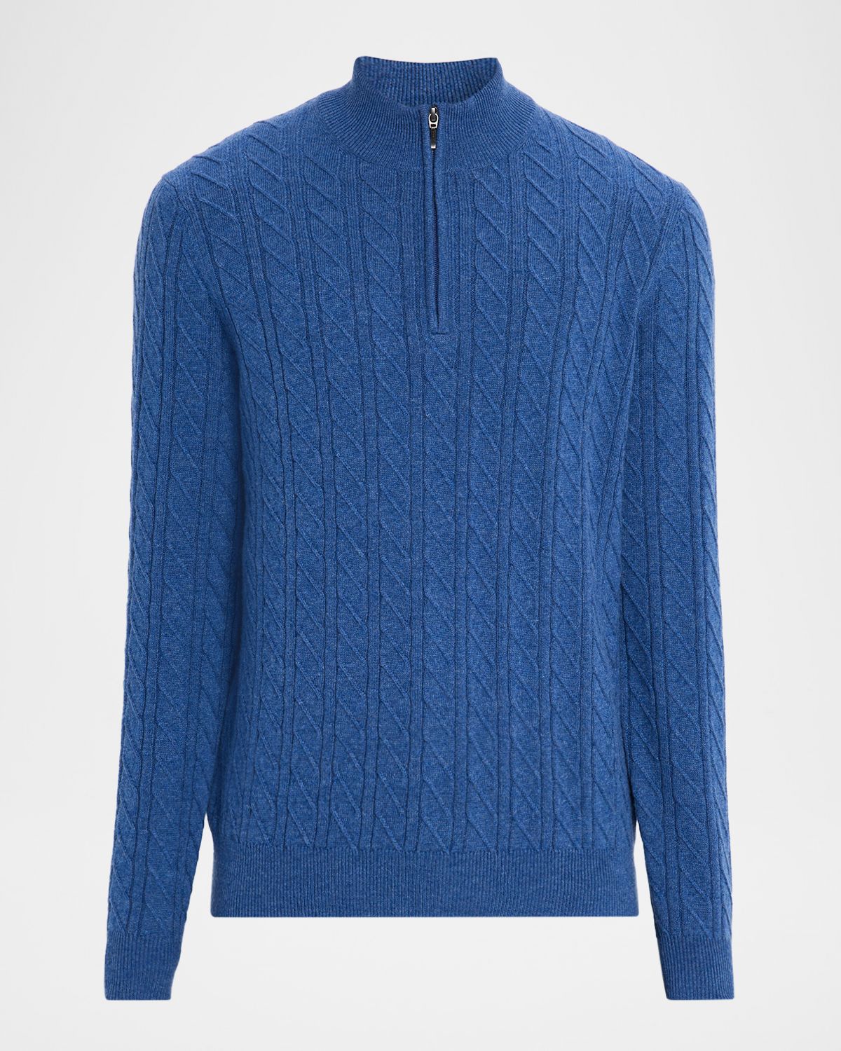 Neiman Marcus Men 's Cashmere Cable Knit Quarter-Zip Sweater