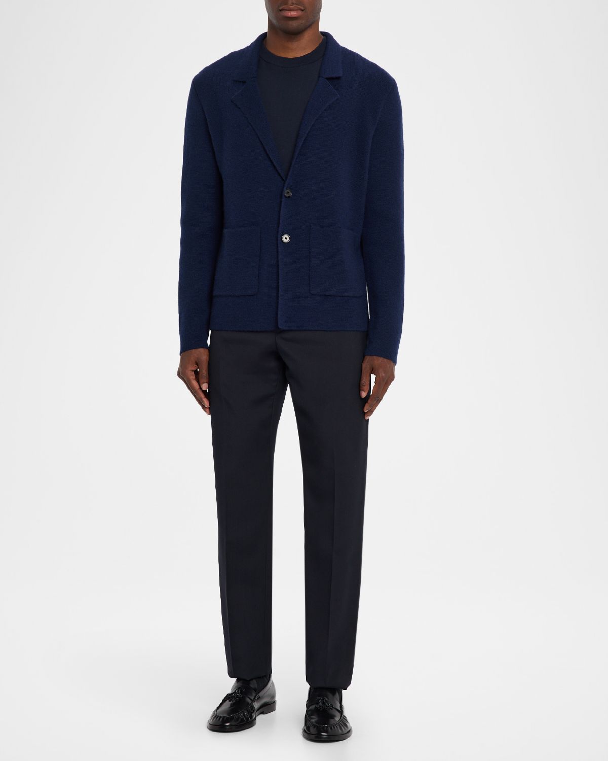 Neiman Marcus Men 's Worsted Cashmere Knit Patch-Pocket Blazer