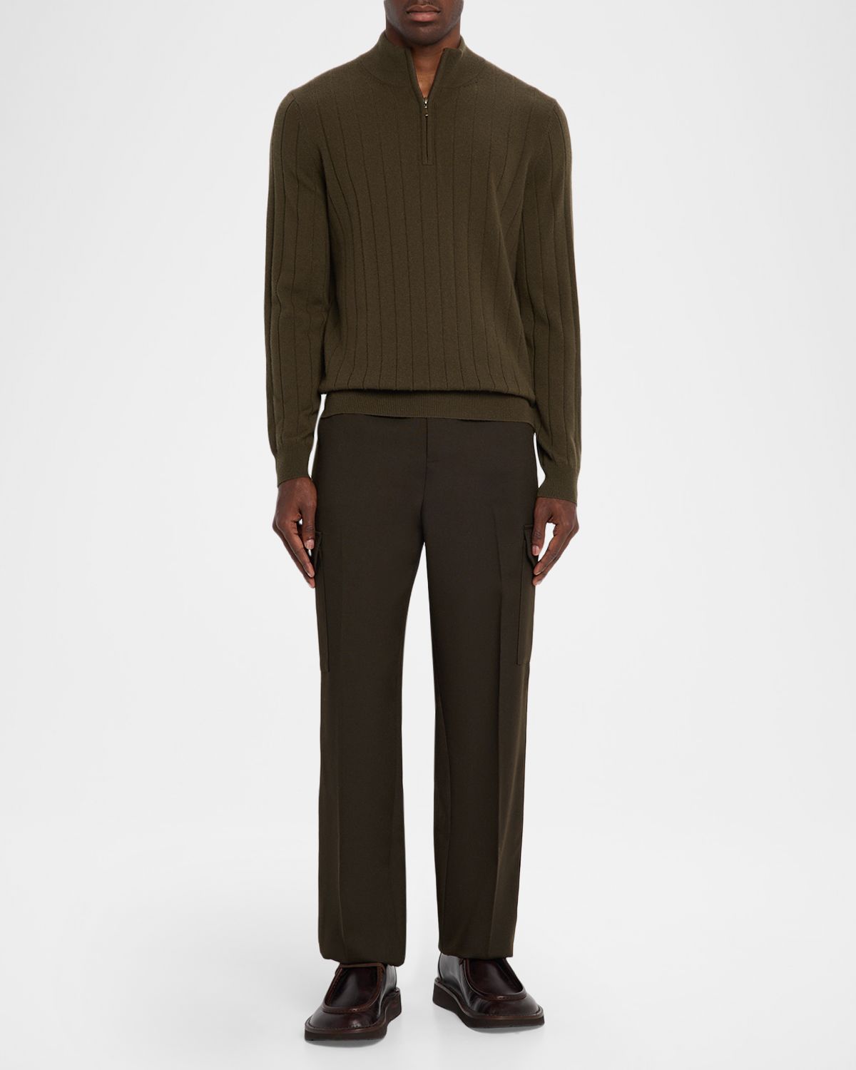 Neiman Marcus Men 's Cashmere Rib Quarter-Zip Sweater