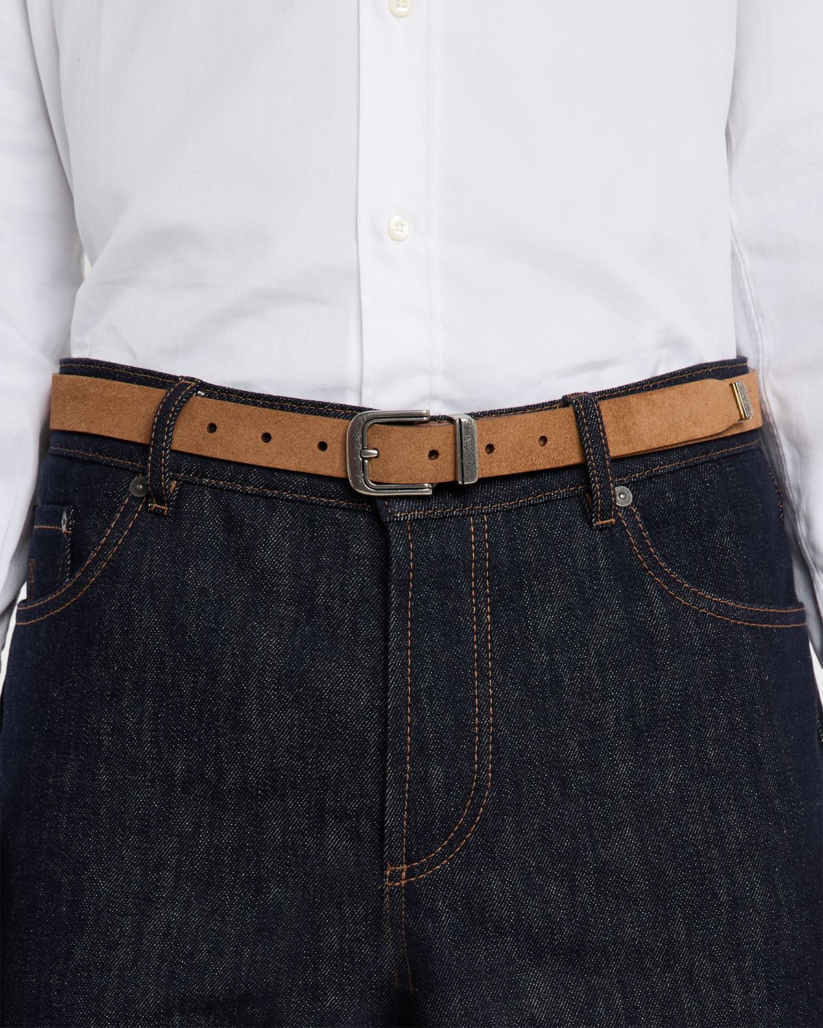 Brunello Cucinelli Men 's Engraved-Buckle Leather Belt