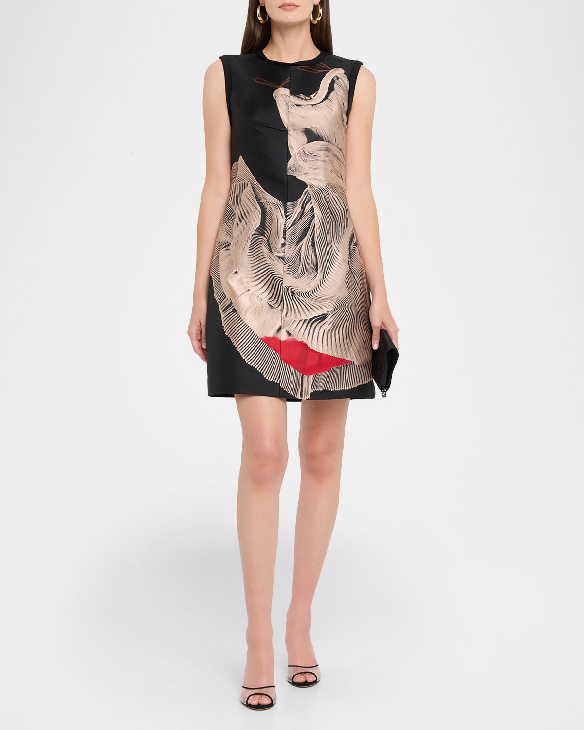 Jason Wu Collection Dancing Pleat Jacquard Sleeveless Mini Dress