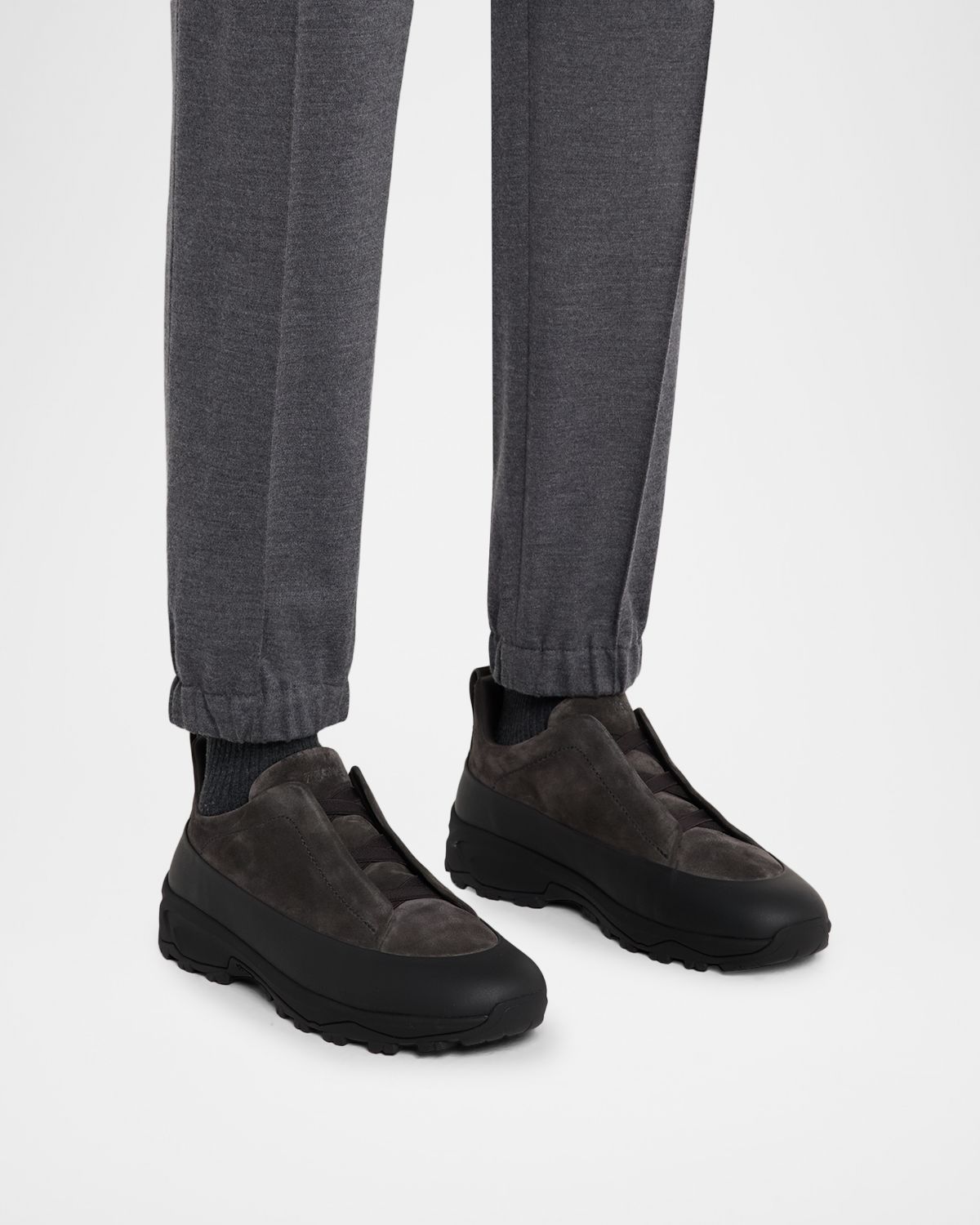 ZEGNA Men 's Triple Stitch Monte Leather & Suede Slip-On Sneakers | Thumbnail 6