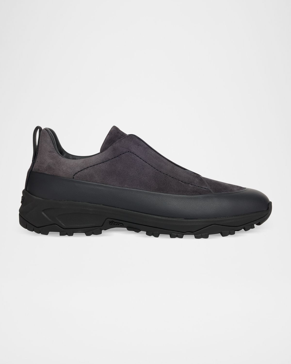 ZEGNA Men 's Triple Stitch Monte Suede and Leather Slip-On Sneakers