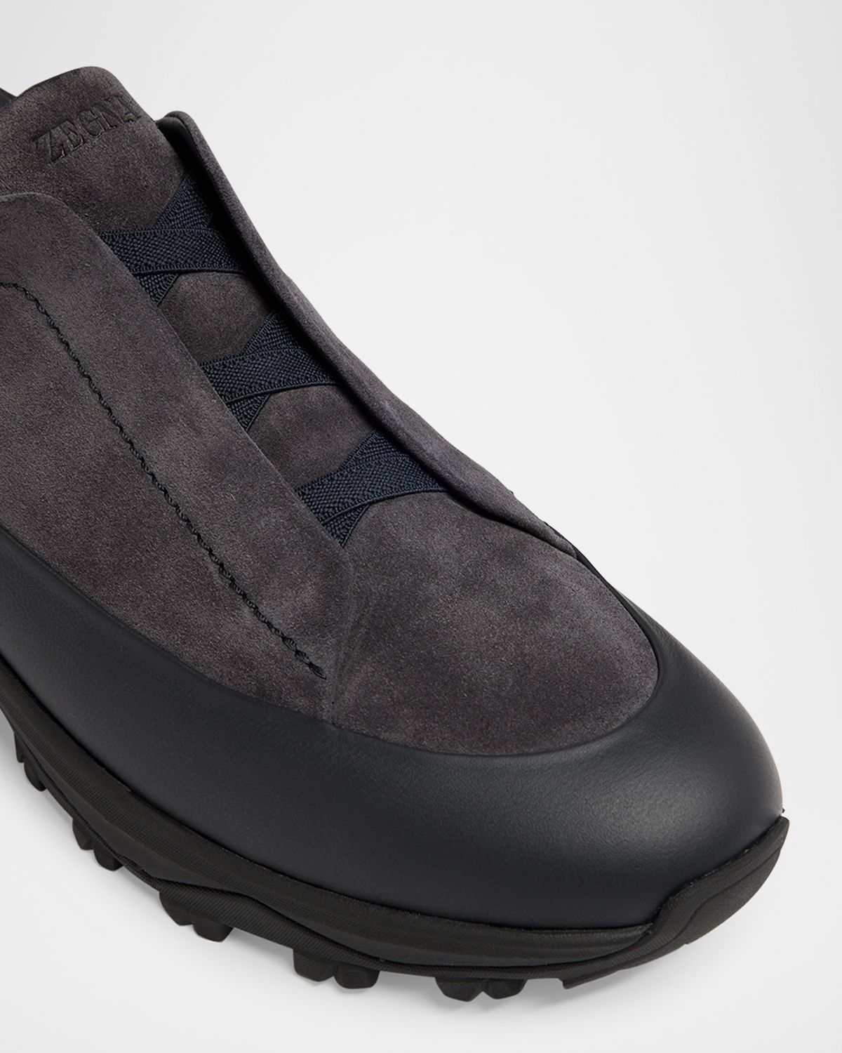 ZEGNA Men 's Triple Stitch Monte Suede and Leather Slip-On Sneakers | Thumbnail 5