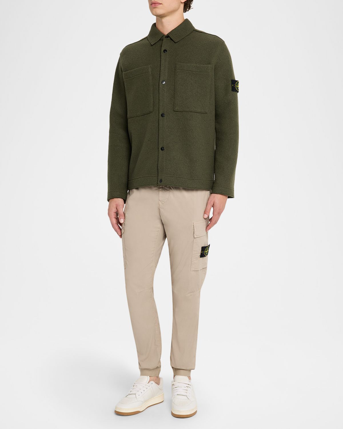 Stone Island Men 's Wool Blend Snap Front Overshirt