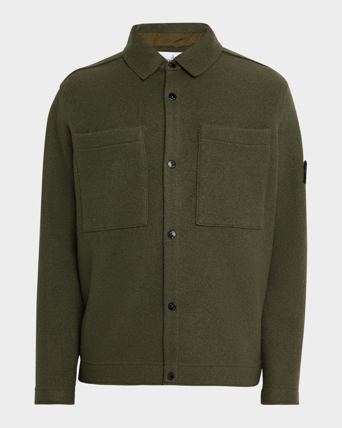 Stone Island Men 's Wool Blend Snap Front Overshirt