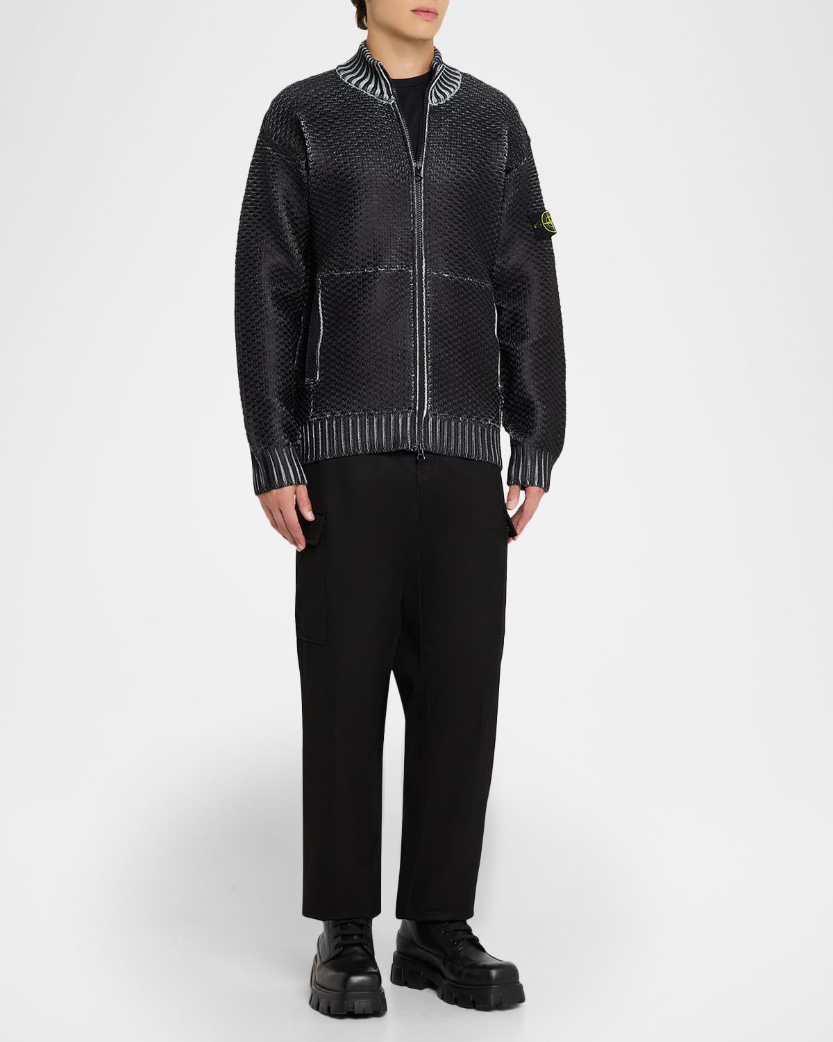 Stone Island Men 's Zipper Cardigan Sweater with Pockets