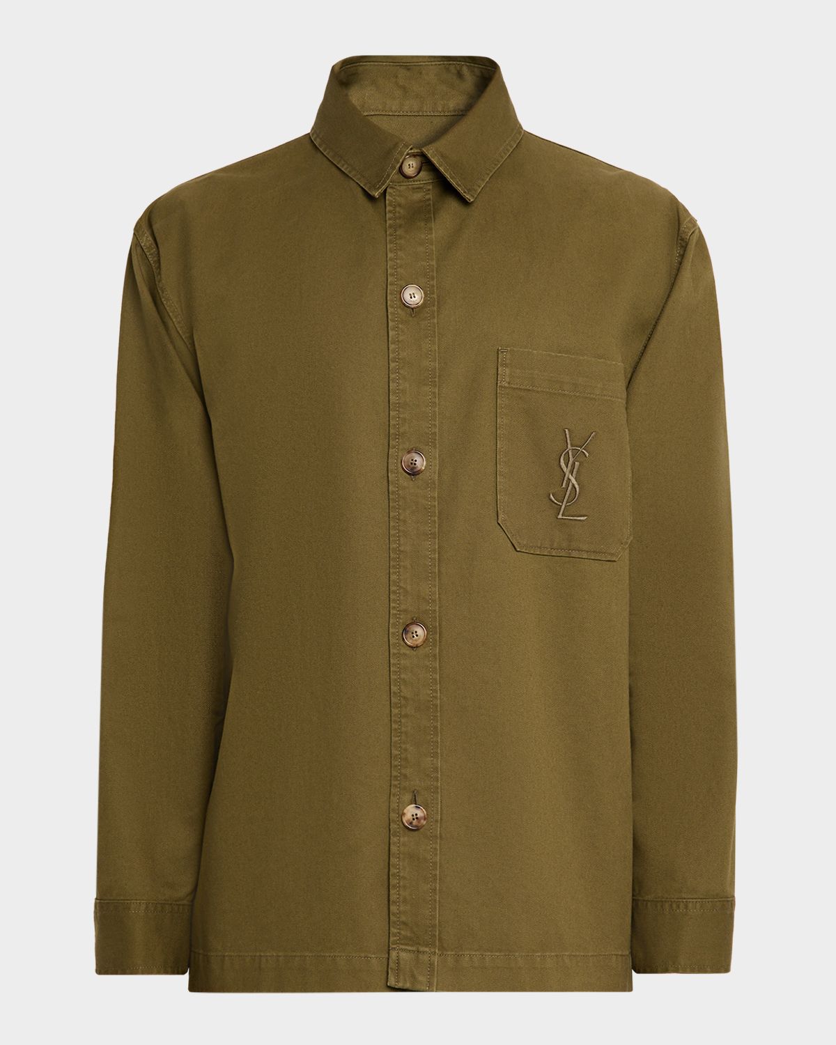 Saint Laurent Men 's Denim YSL Pocket Overshirt