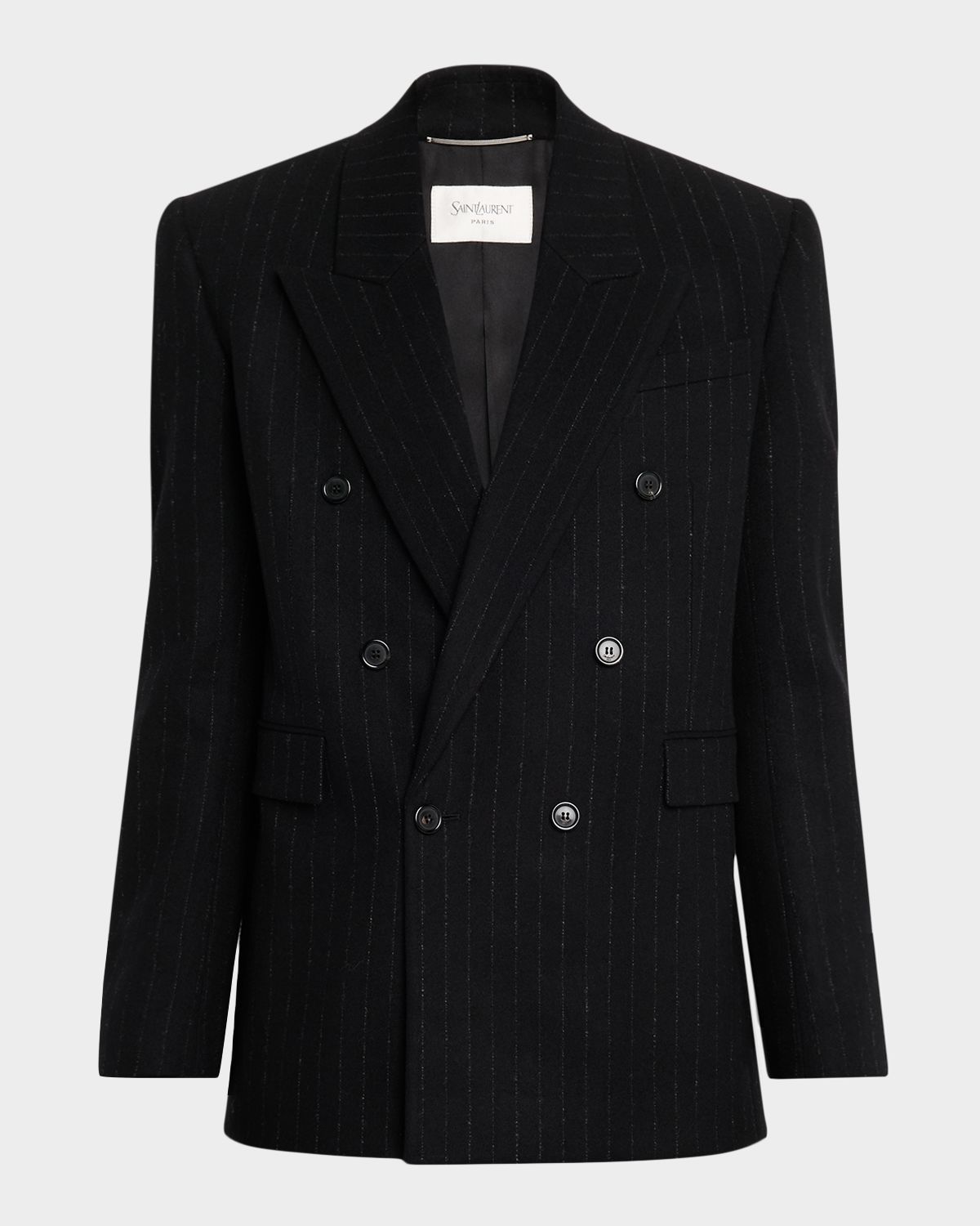 Saint Laurent Men 's Pinstripe Double-Breasted Peak Lapel Sport Coat