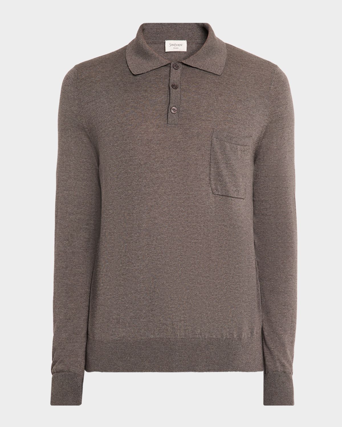Saint Laurent Men 's Fine Wool Knit Pocket Polo Sweater