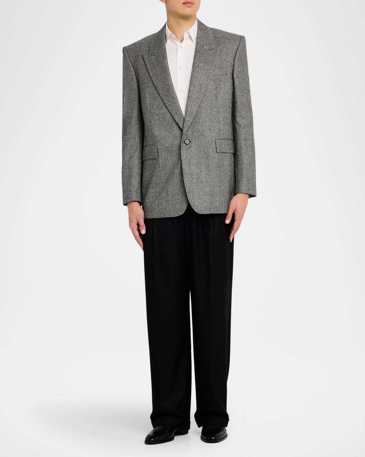 Saint Laurent Men 's Wool Prince de Galles Plaid Jacket