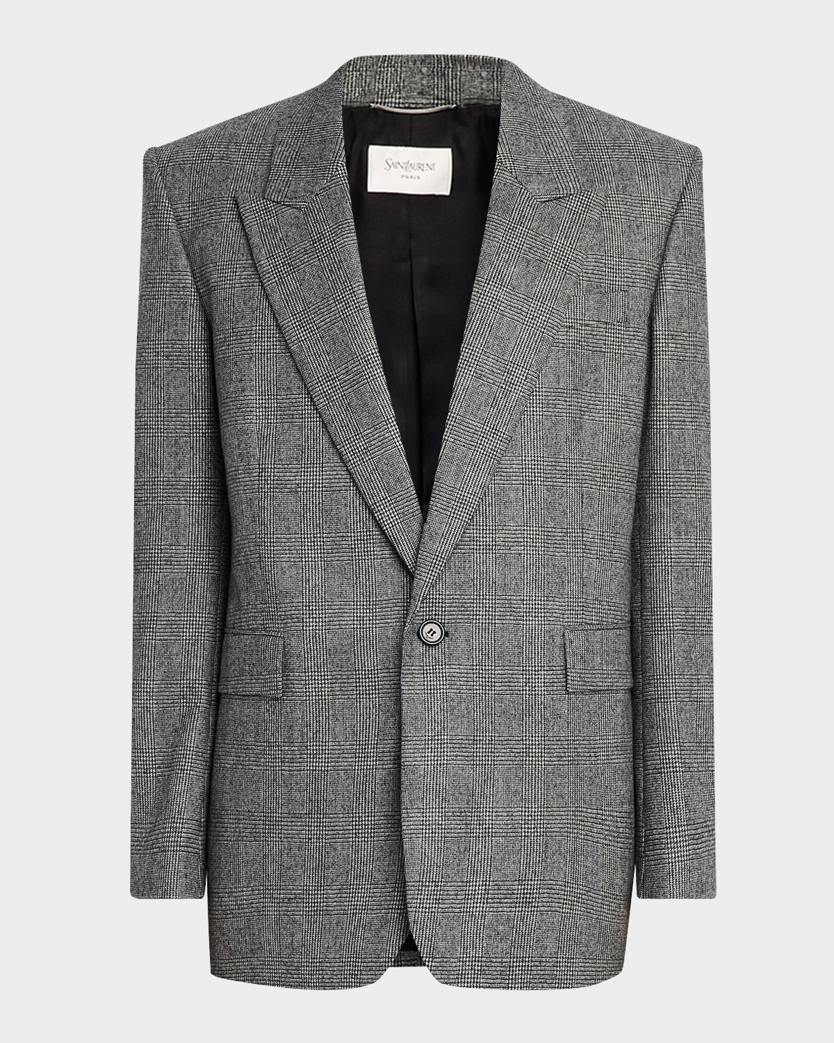Saint Laurent Men 's Wool Prince de Galles Plaid Jacket
