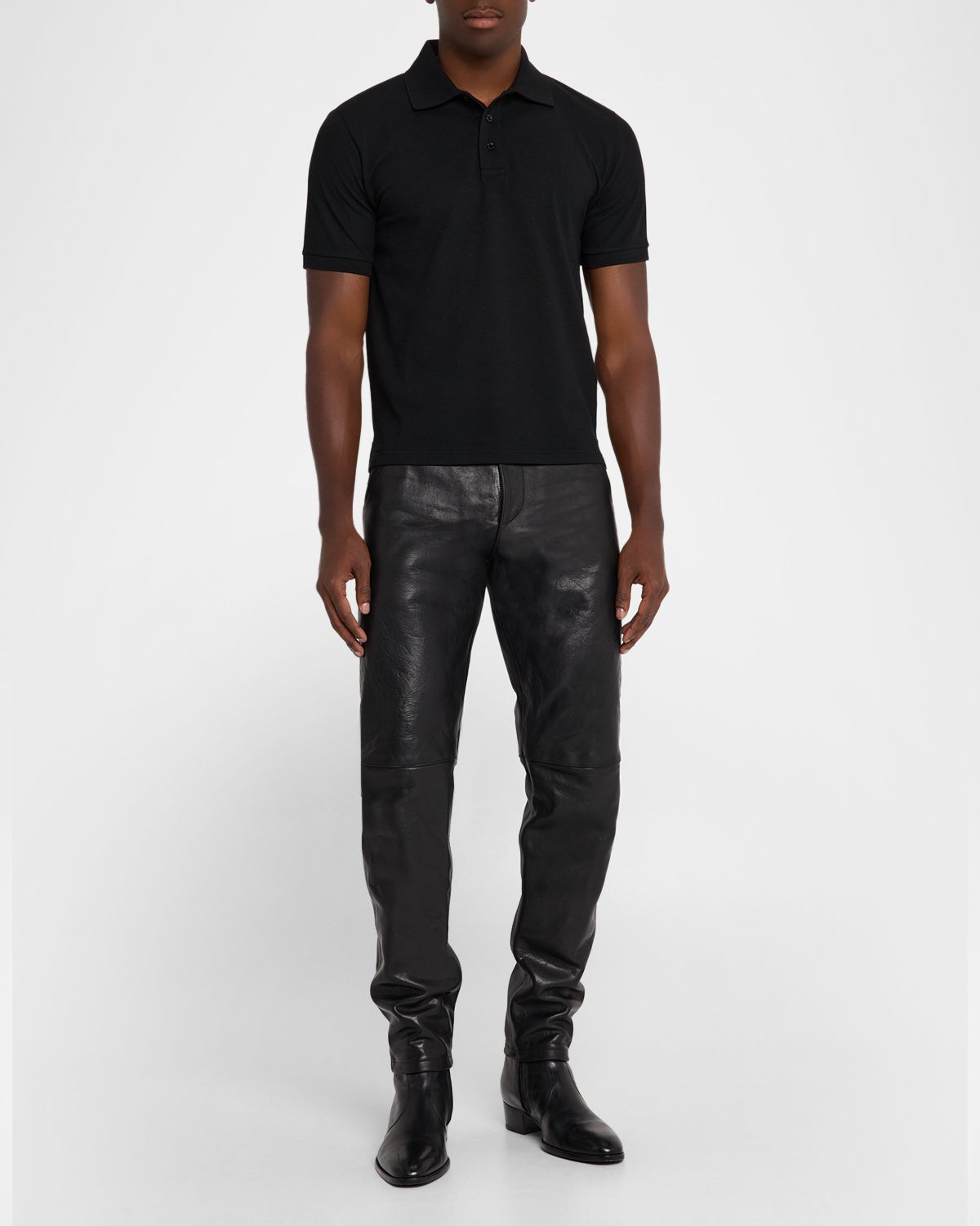 Saint Laurent Men 's Embroidered Cassandre Cotton Polo Shirt