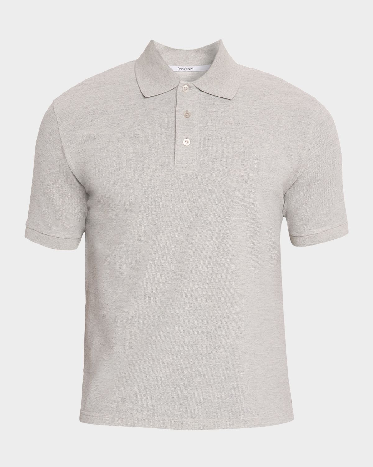 Saint Laurent Men 's Embroidered Cassandre Cotton Polo Shirt | Thumbnail 6 Saint Laurent Men 's Embroidered Cassandre Cotton Polo Shirt | Thumbnail 6