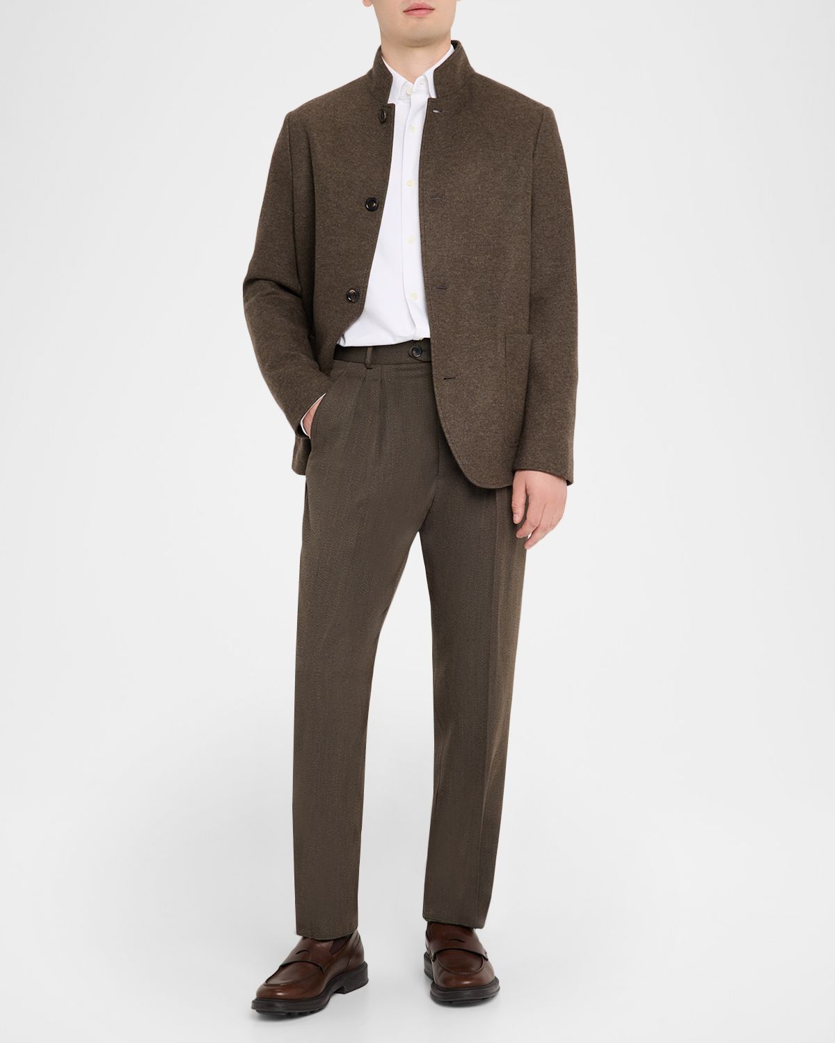 Loro Piana Men 's Stafford Wool Twill Pleated Trousers