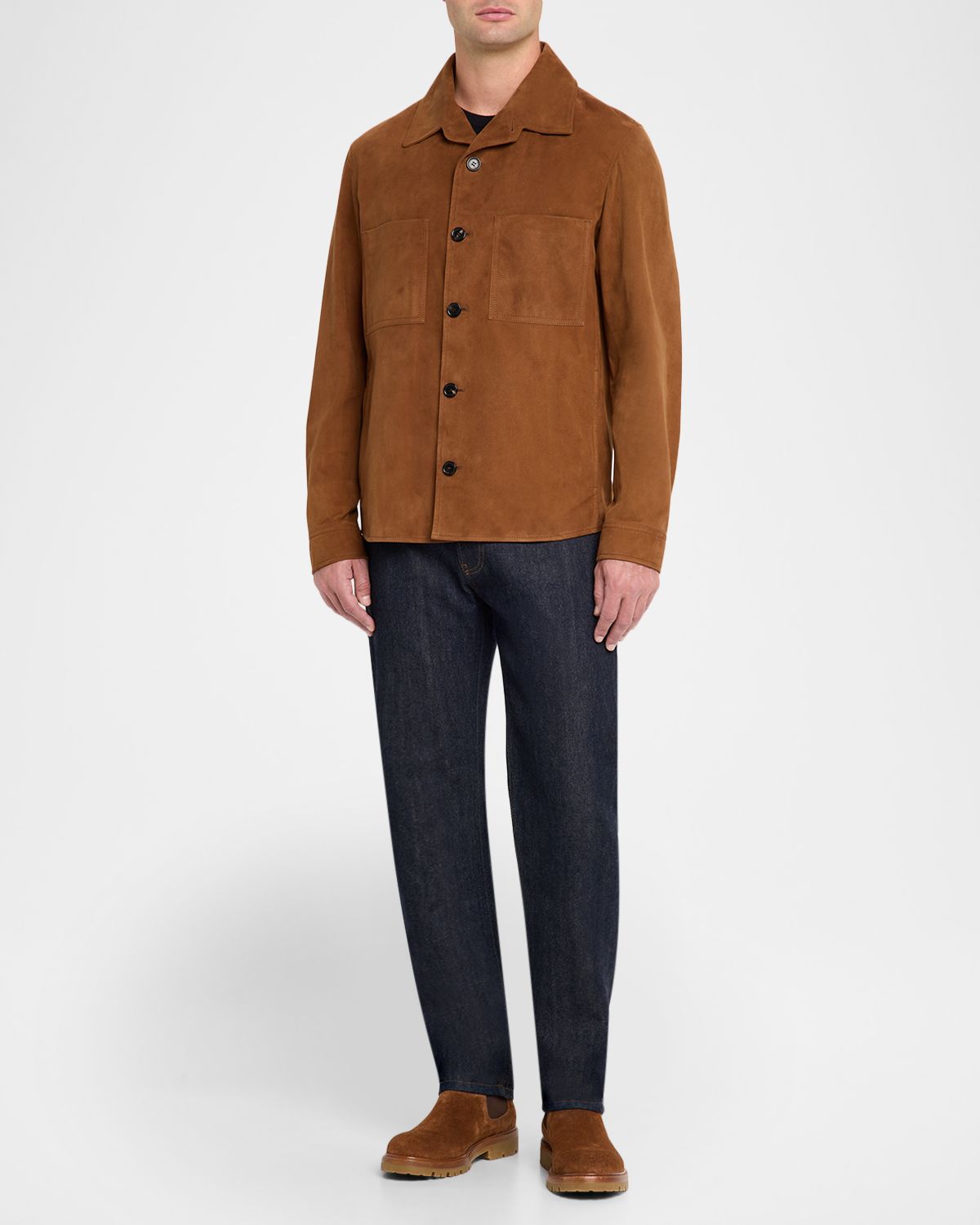 Loro Piana Men 's Evandro Leather Overshirt