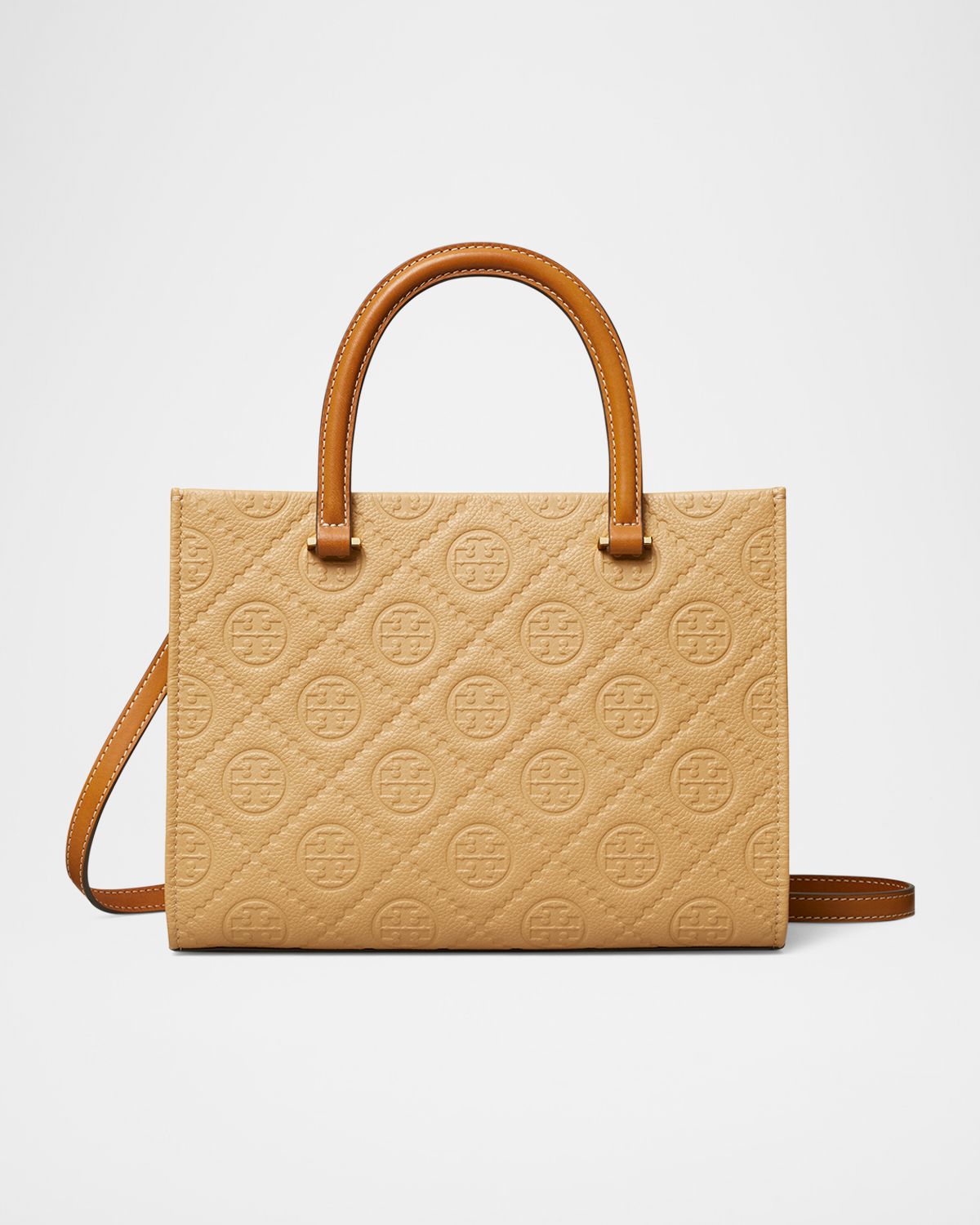 Tory Burch T-Monogram Pebble Leather Square Tote Bag