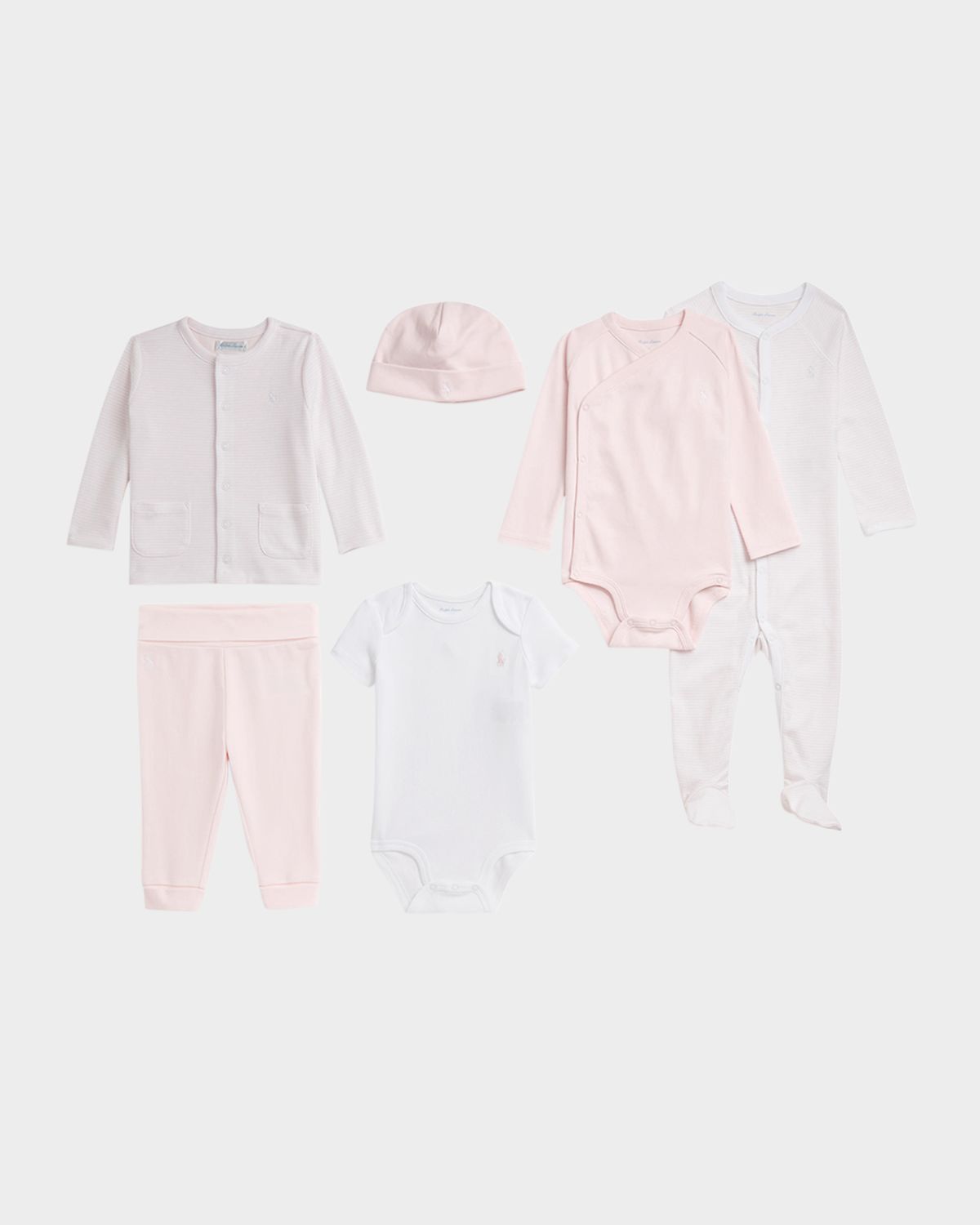 Polo Ralph Lauren Girl 's 6-Piece Interlock Cotton Knit Gift Set, Size Newborn-9M