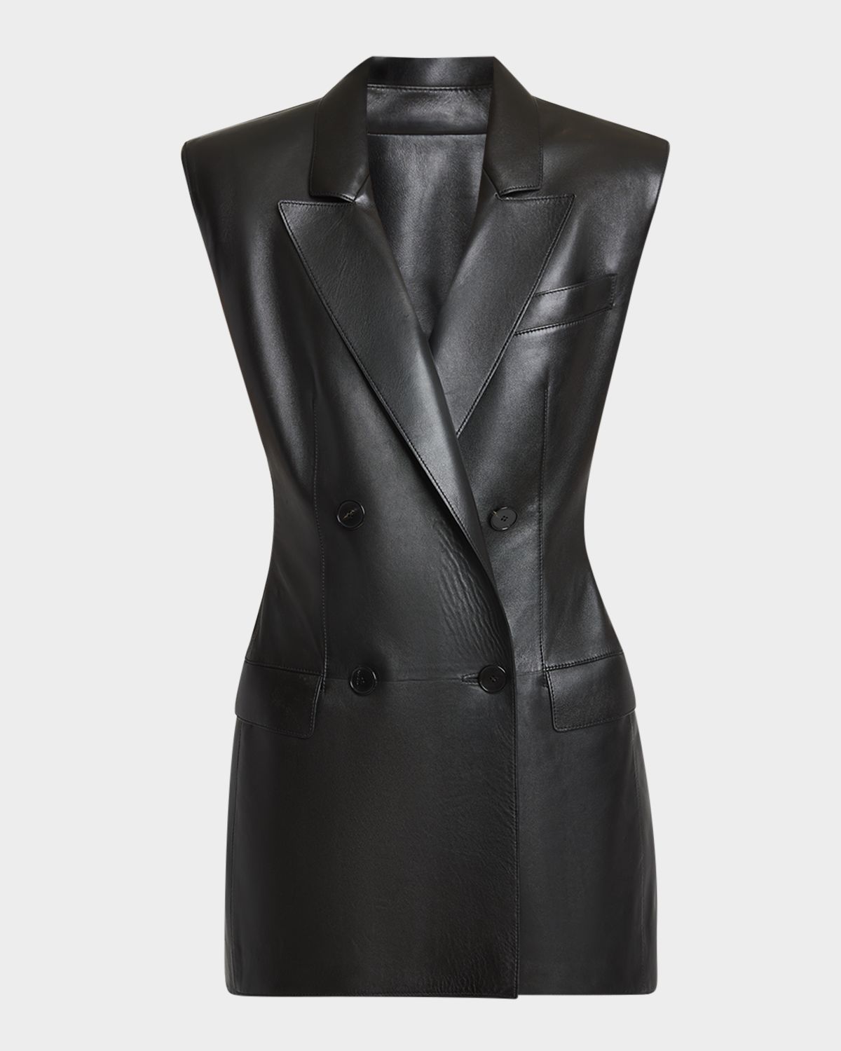 Givenchy Sleeveless Double-Breasted Leather Jacket | Thumbnail 6 Givenchy Sleeveless Double-Breasted Leather Jacket | Thumbnail 6
