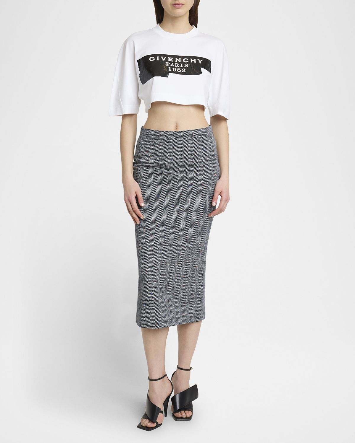 Givenchy Logo Tape Cropped Cocoon Tee