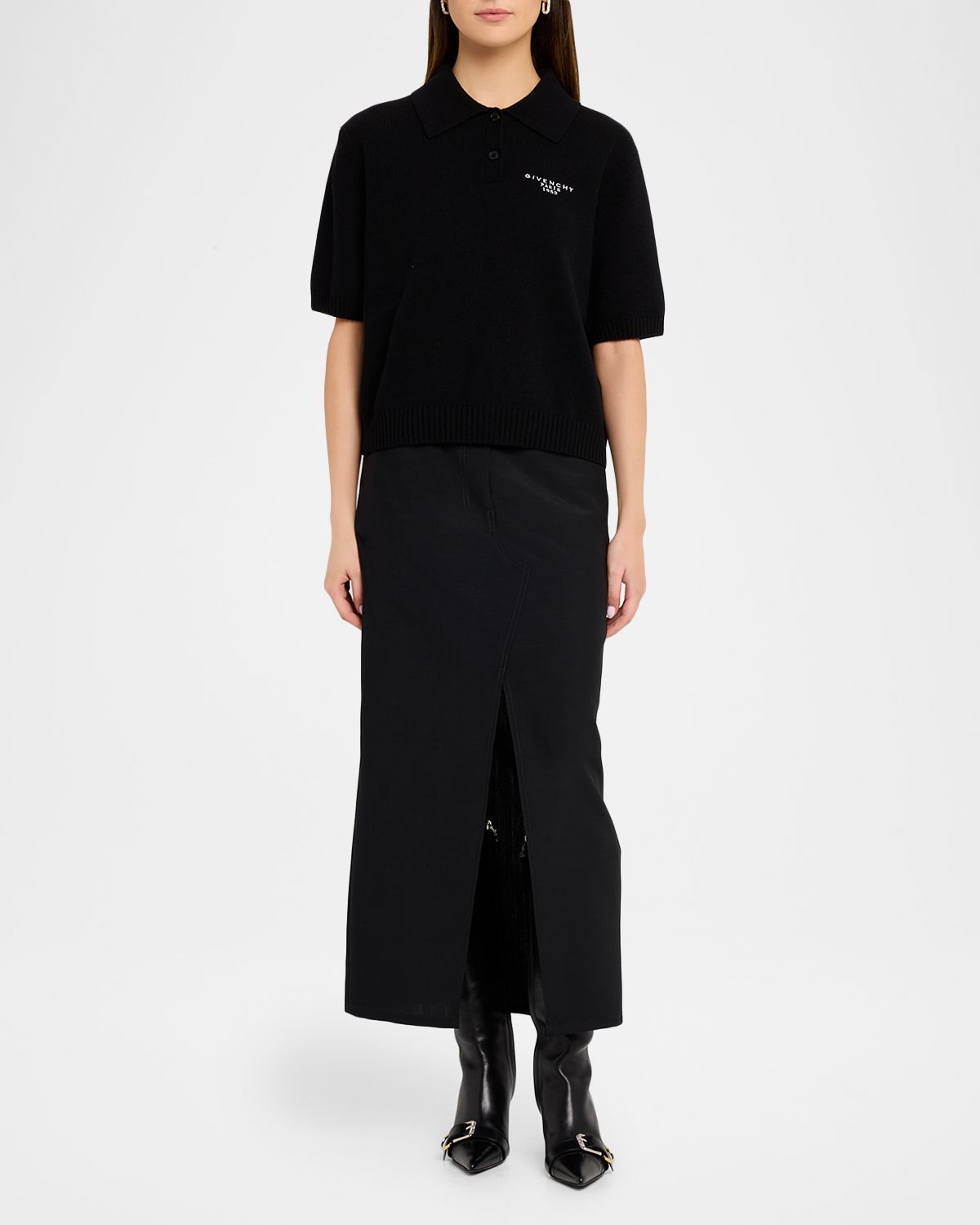 Givenchy Embroidered Short-Sleeve Wool-Cashmere Polo