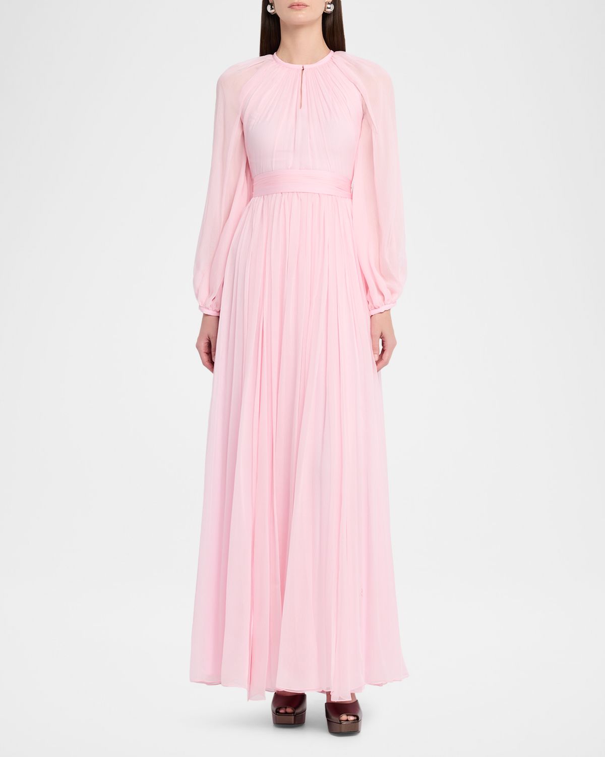 Givenchy Balloon-Sleeve Silk Chiffon Gown