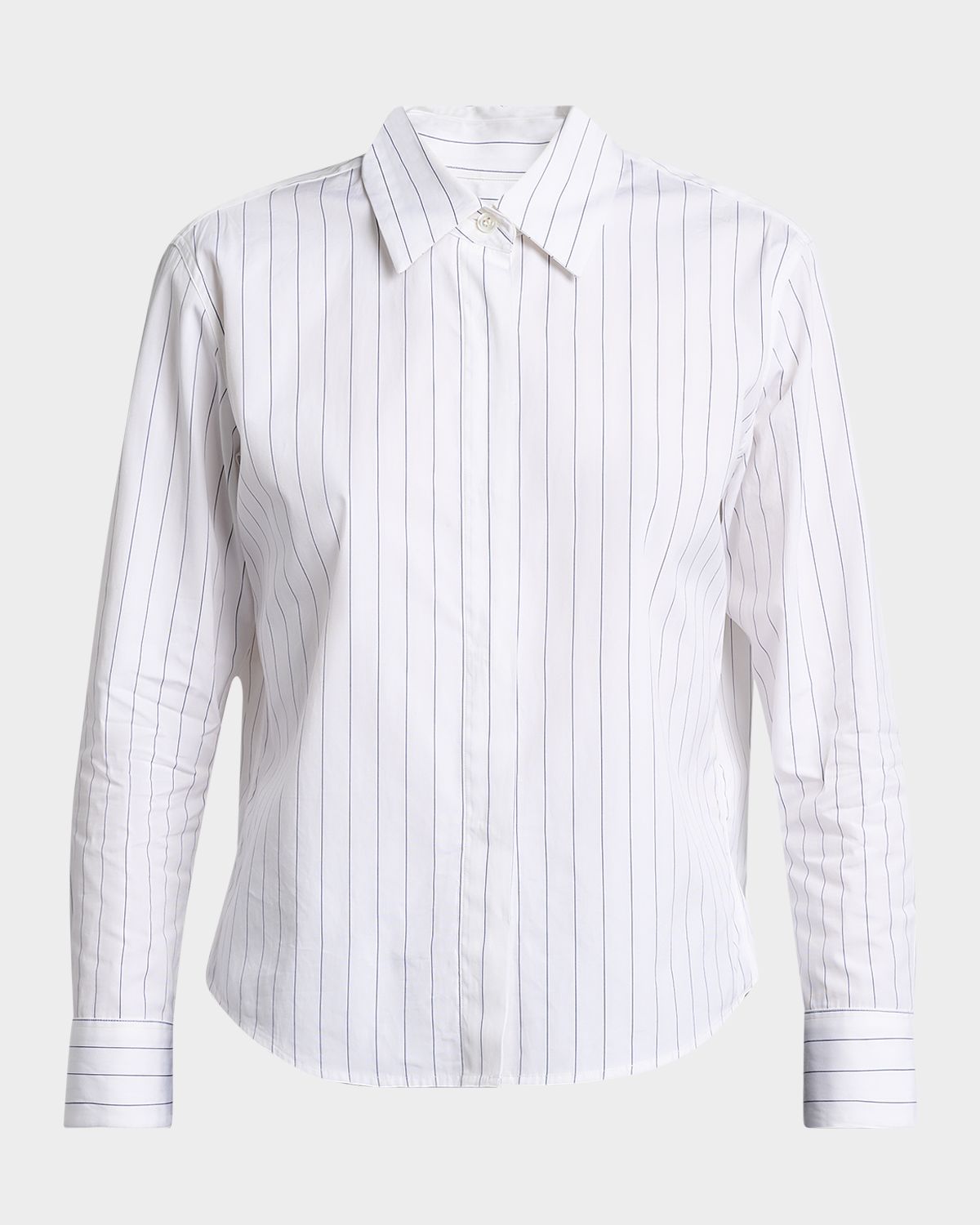 Dries Van Noten 3/4-Sleeve Striped Cotton Button-Down Shirt