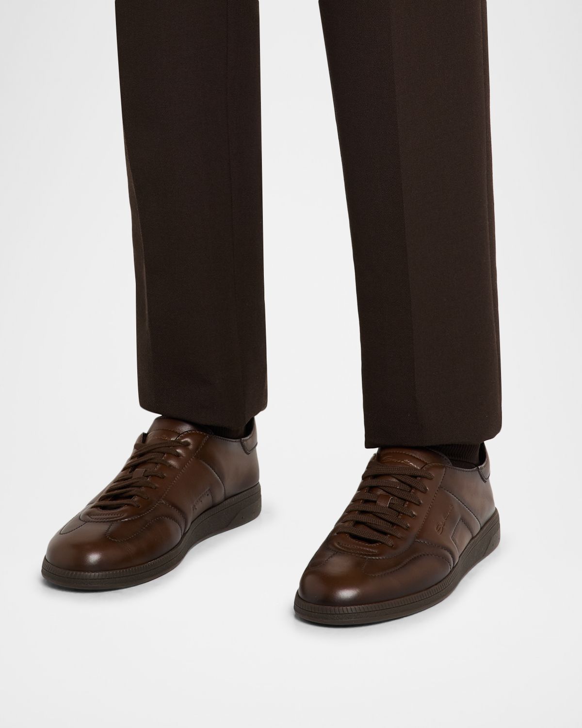 Santoni Men 's Soft Burnished Calfskin Slip-On Sneakers