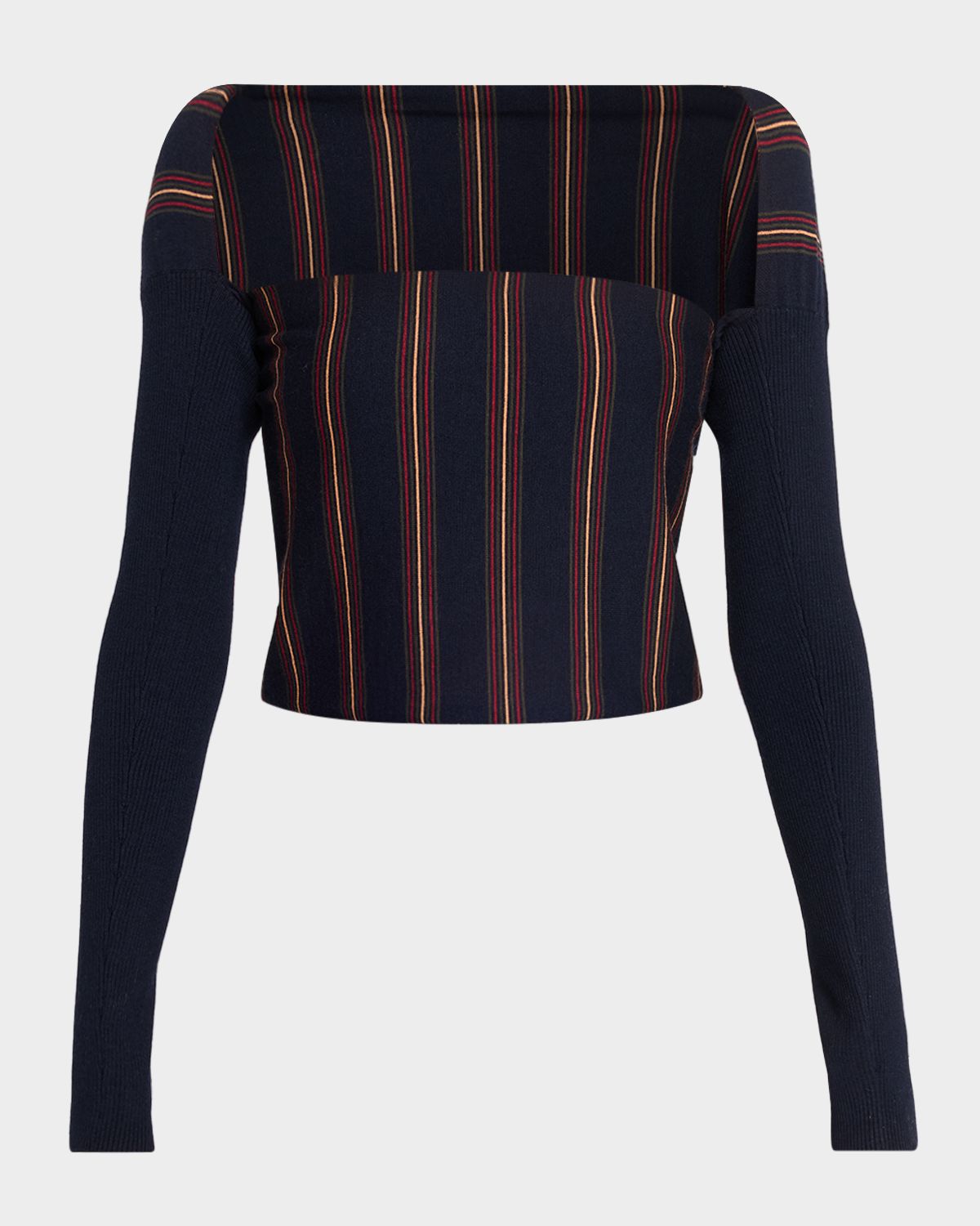 Dries Van Noten Tiba Striped Long-Sleeve Crop Top
