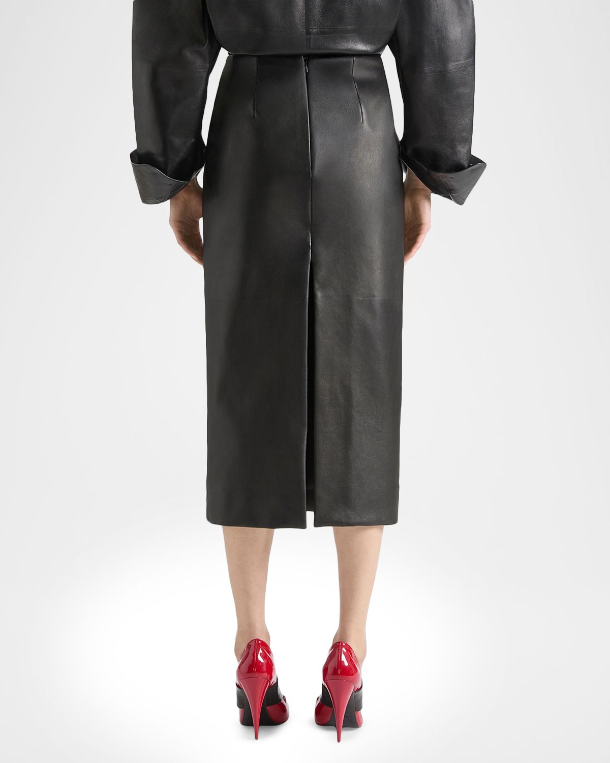 Givenchy Leather Midi Pencil Skirt | Thumbnail 3