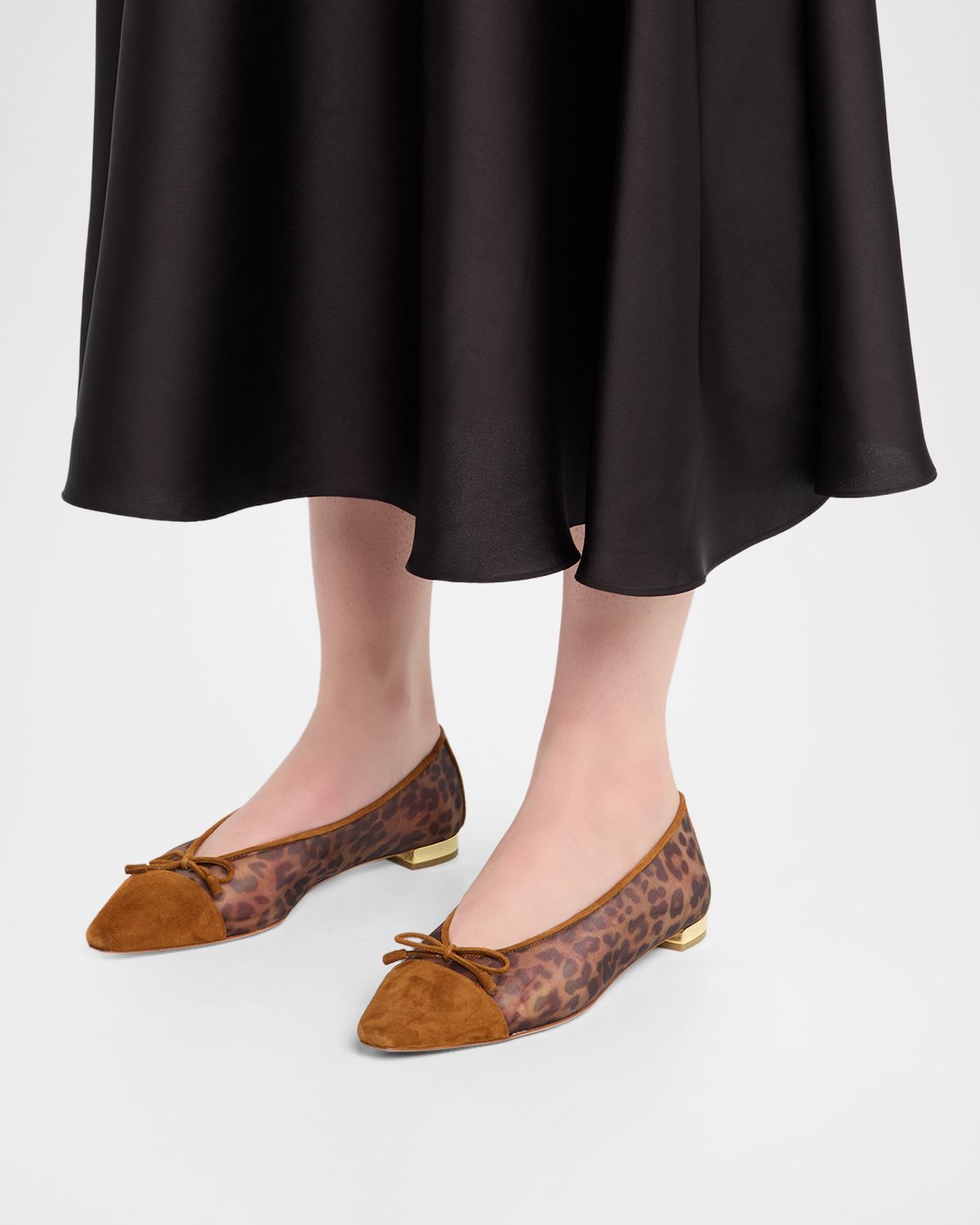 Aquazzura Gioia Leopard Mesh and Suede Ballet Flats