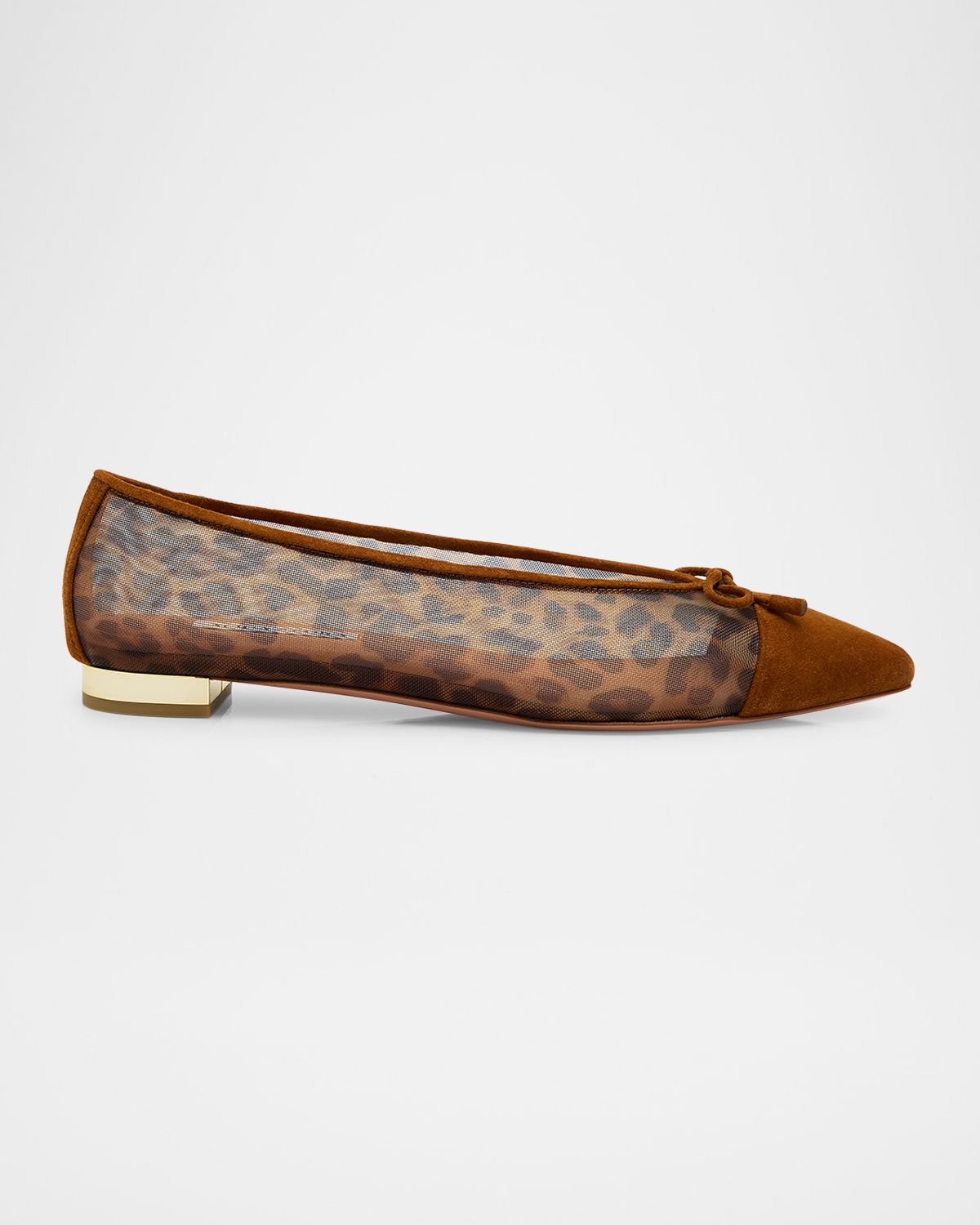 Aquazzura Gioia Leopard Mesh and Suede Ballet Flats