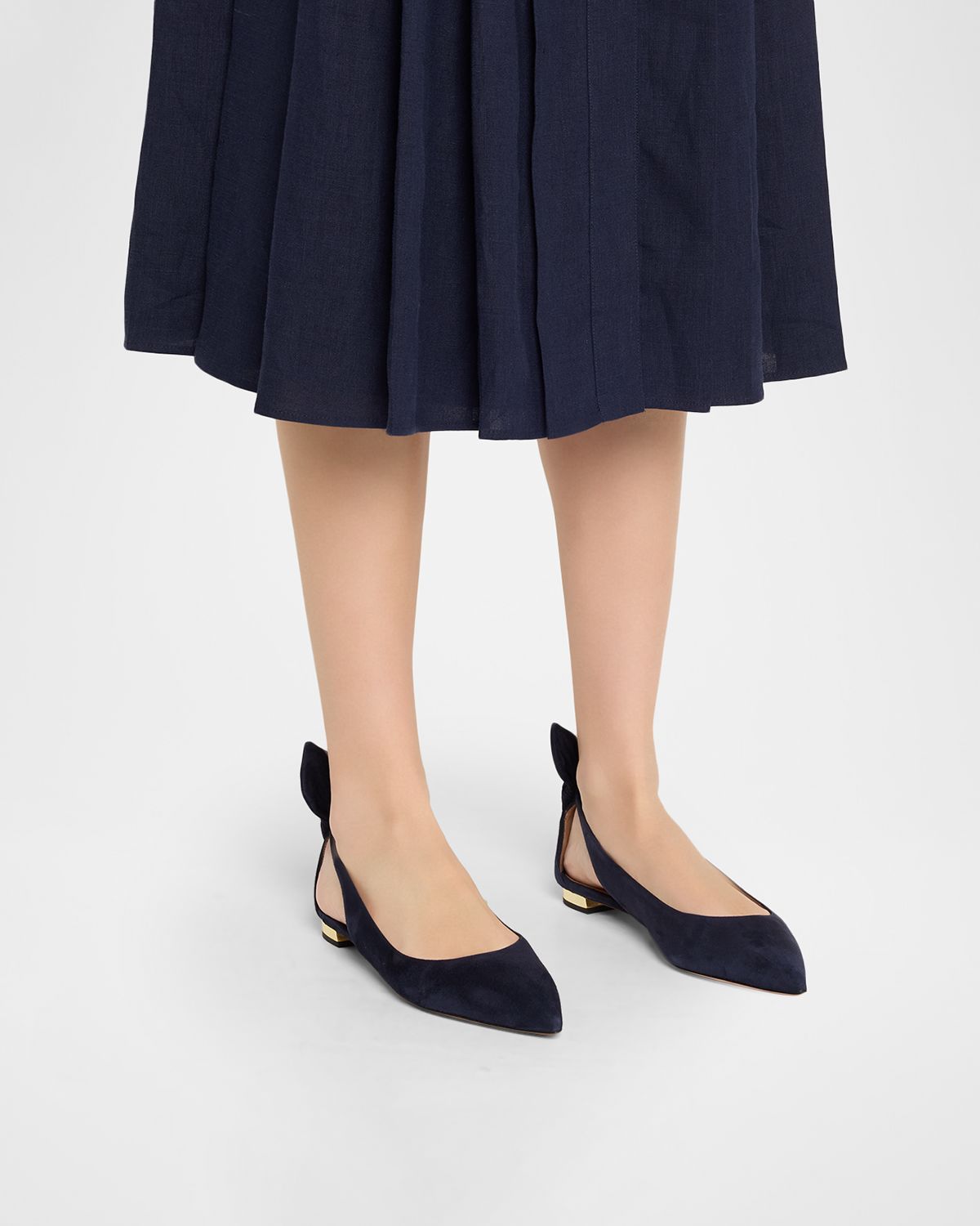 Aquazzura Suede Bow Tie Ballet Flats