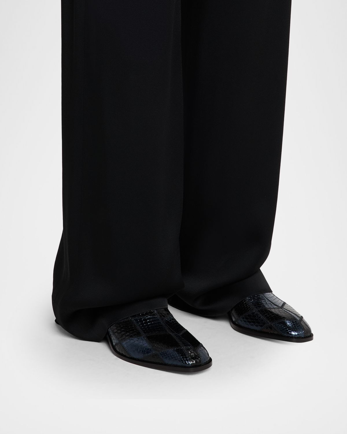 Christian Louboutin Men 's Ziggissimo Forever Patchwork Watersnake Leather Zip Ankle Boots