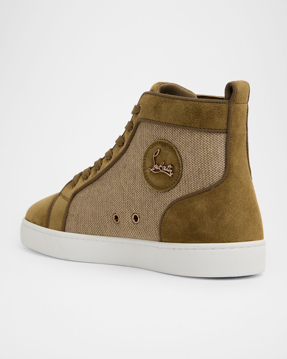 Christian Louboutin Men's Louis Textile and Suede Red-Sole High-Top Sneakers