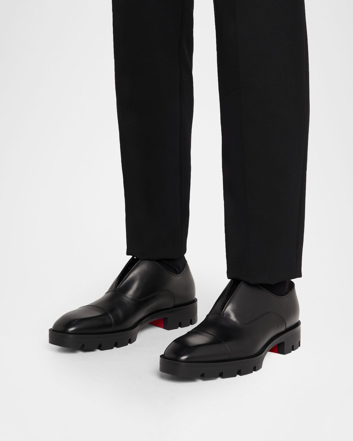 Christian Louboutin Men 's Alpha Lion Flat Cap-Toe Lug-Sole Loafers