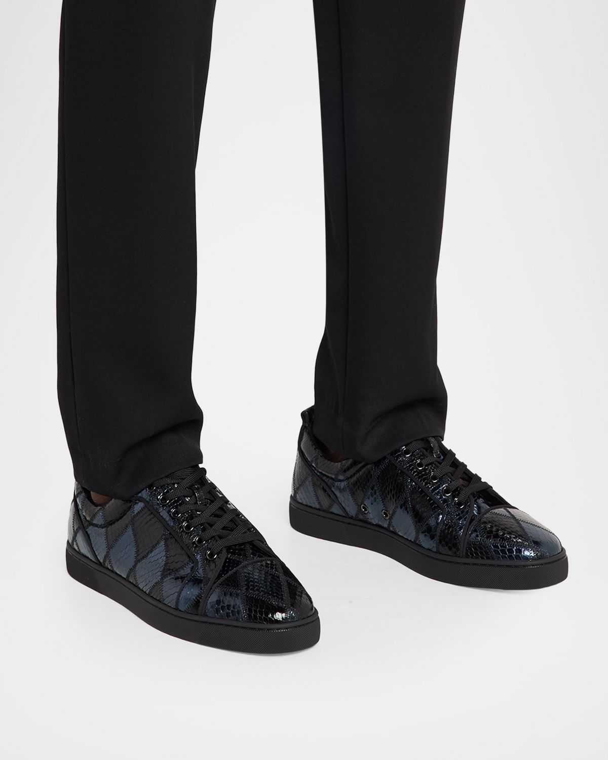 Christian Louboutin Men 's Louis Junior Watersnake Leather Patchwork Sneakers | Thumbnail 6 Christian Louboutin Men 's Louis Junior Watersnake Leather Patchwork Sneakers | Thumbnail 6