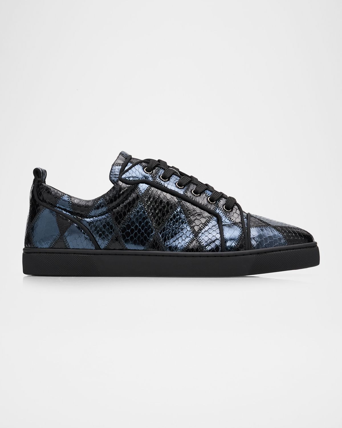 Christian Louboutin Men 's Louis Junior Watersnake Leather Patchwork Sneakers
