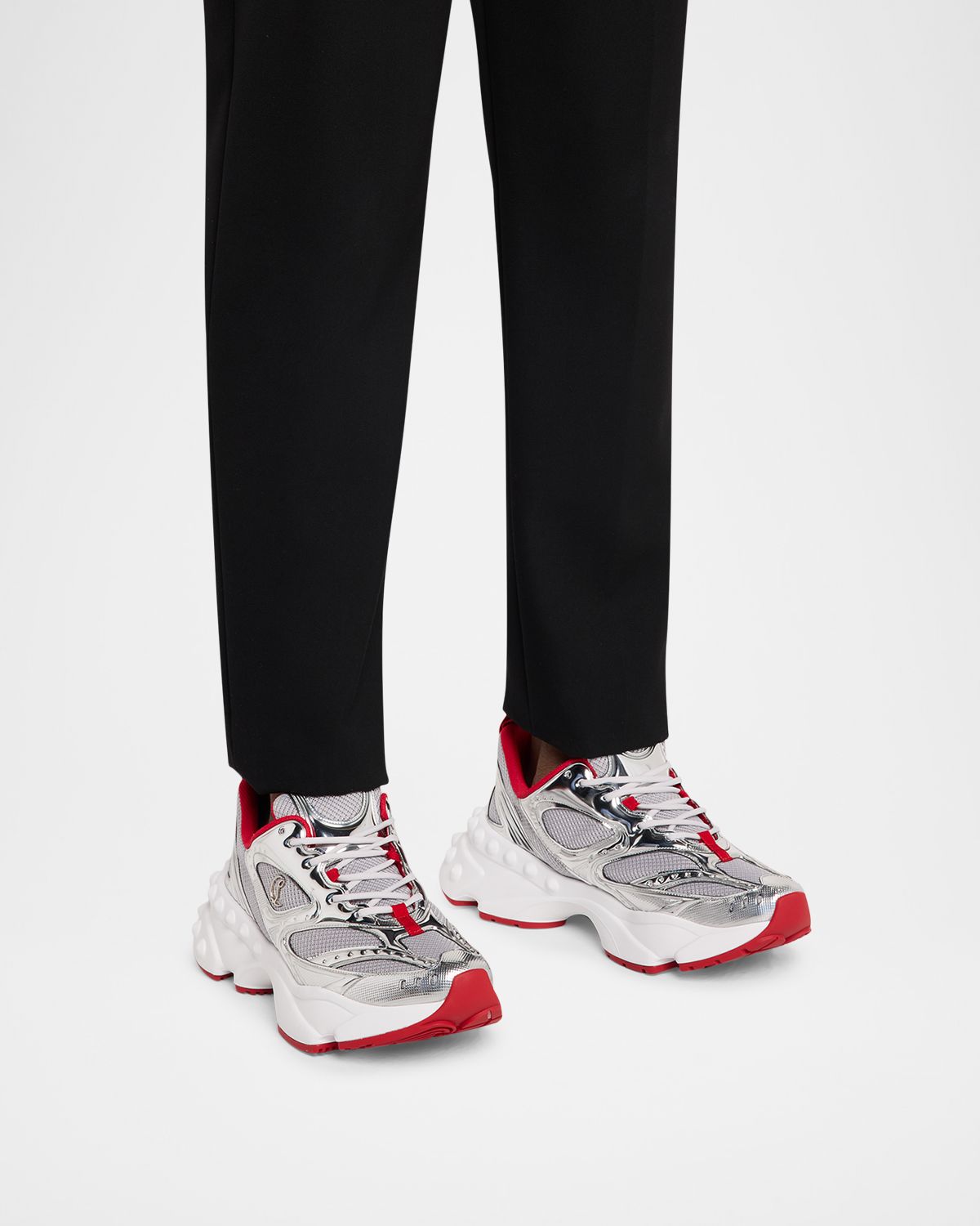 Christian Louboutin Men 's So Flo Mesh & Metallic Leather Runner Sneakers