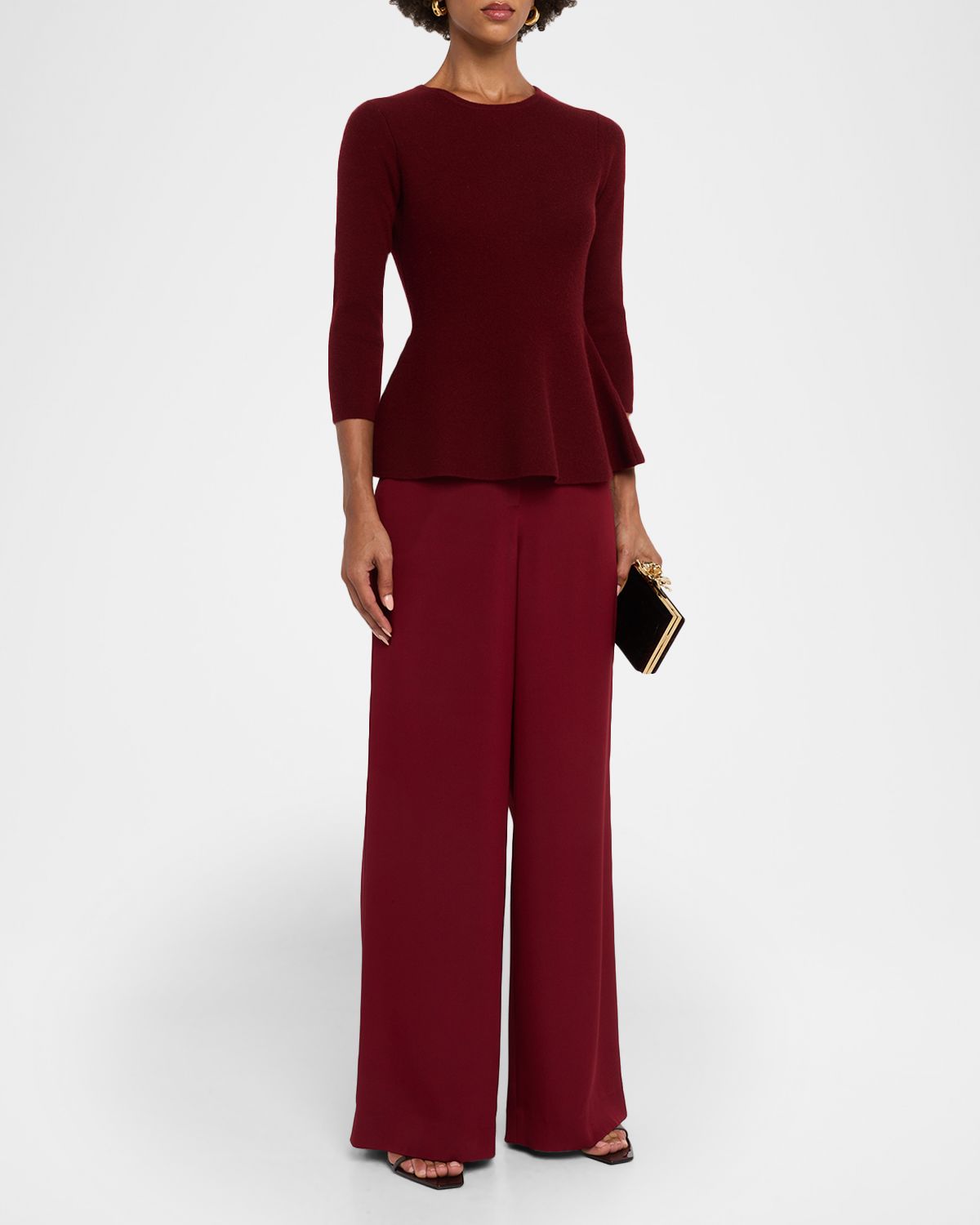 Neiman Marcus Cashmere Collection Cashmere Peplum Sweater