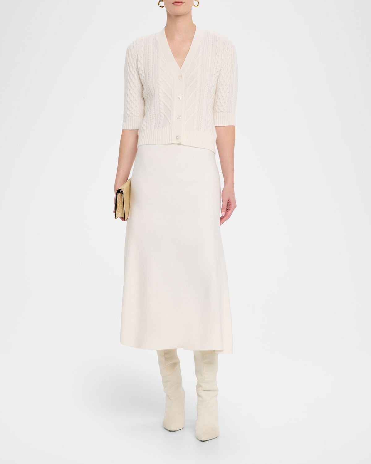 Neiman Marcus Cashmere Collection Cashmere Cable-Knit Cardigan