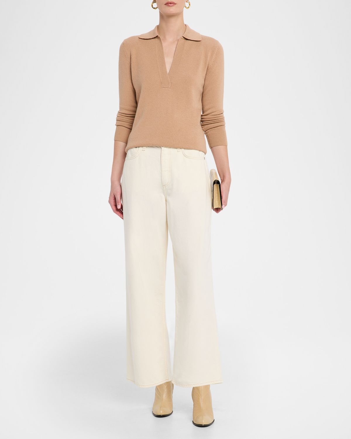 Neiman Marcus Cashmere Collection Cashmere Long-Sleeve Polo Sweater