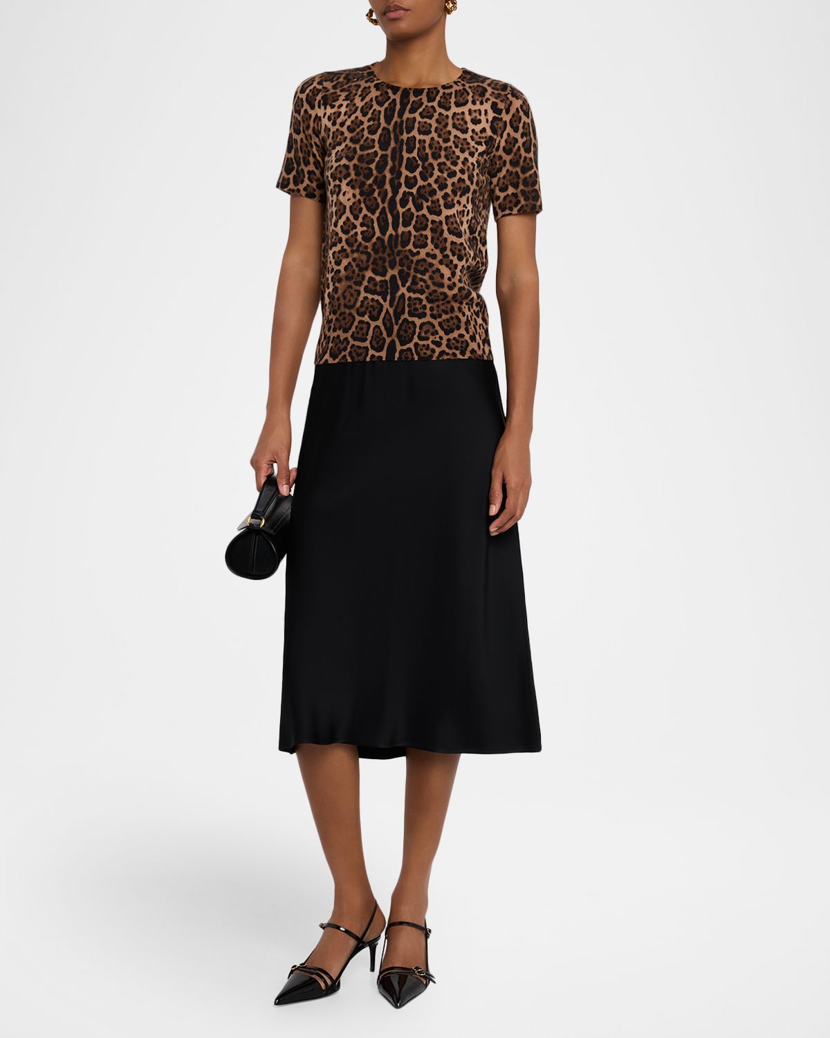 Neiman Marcus Cashmere Collection Cashmere Jaguar-Print Crewneck Sweater