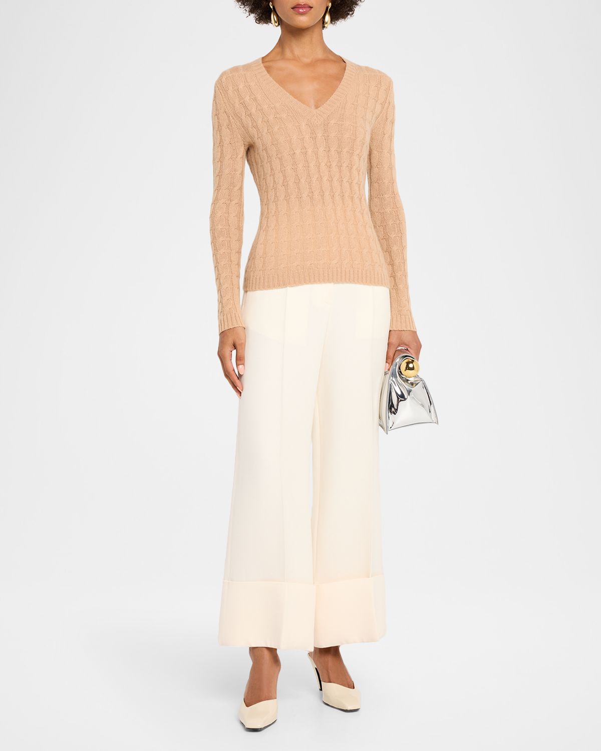 Neiman Marcus Cashmere Collection Cashmere Cable-Knit Sweater
