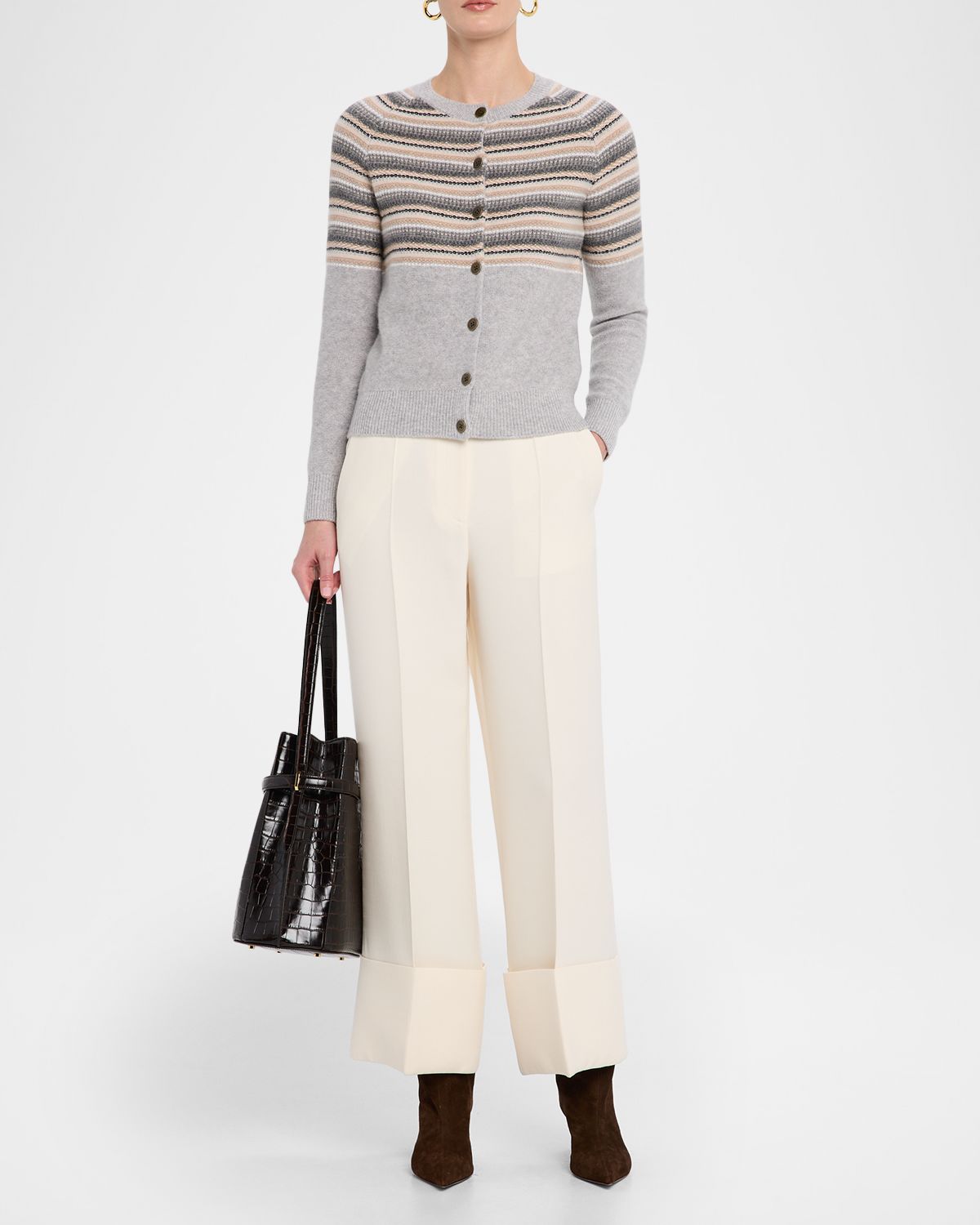 Neiman Marcus Cashmere Collection Cashmere Fair Isle Cardigan