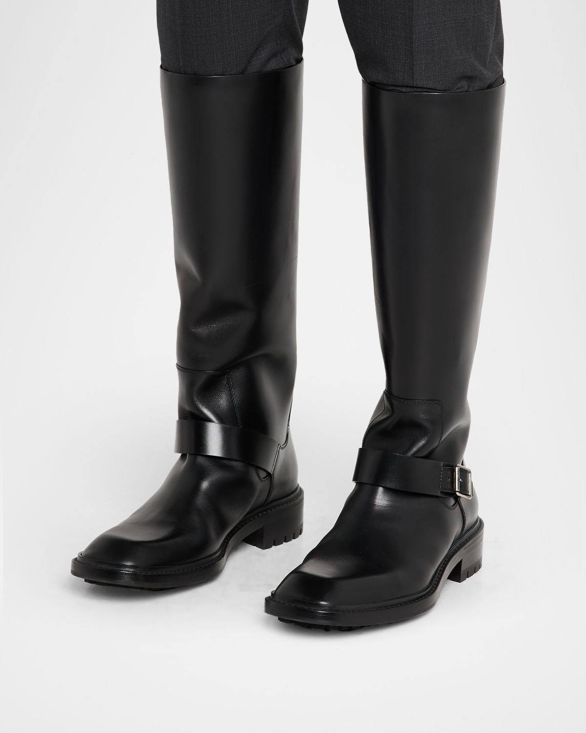 Saint Laurent Men 's Vadim Smooth Calfskin Rubber-Sole High Boots